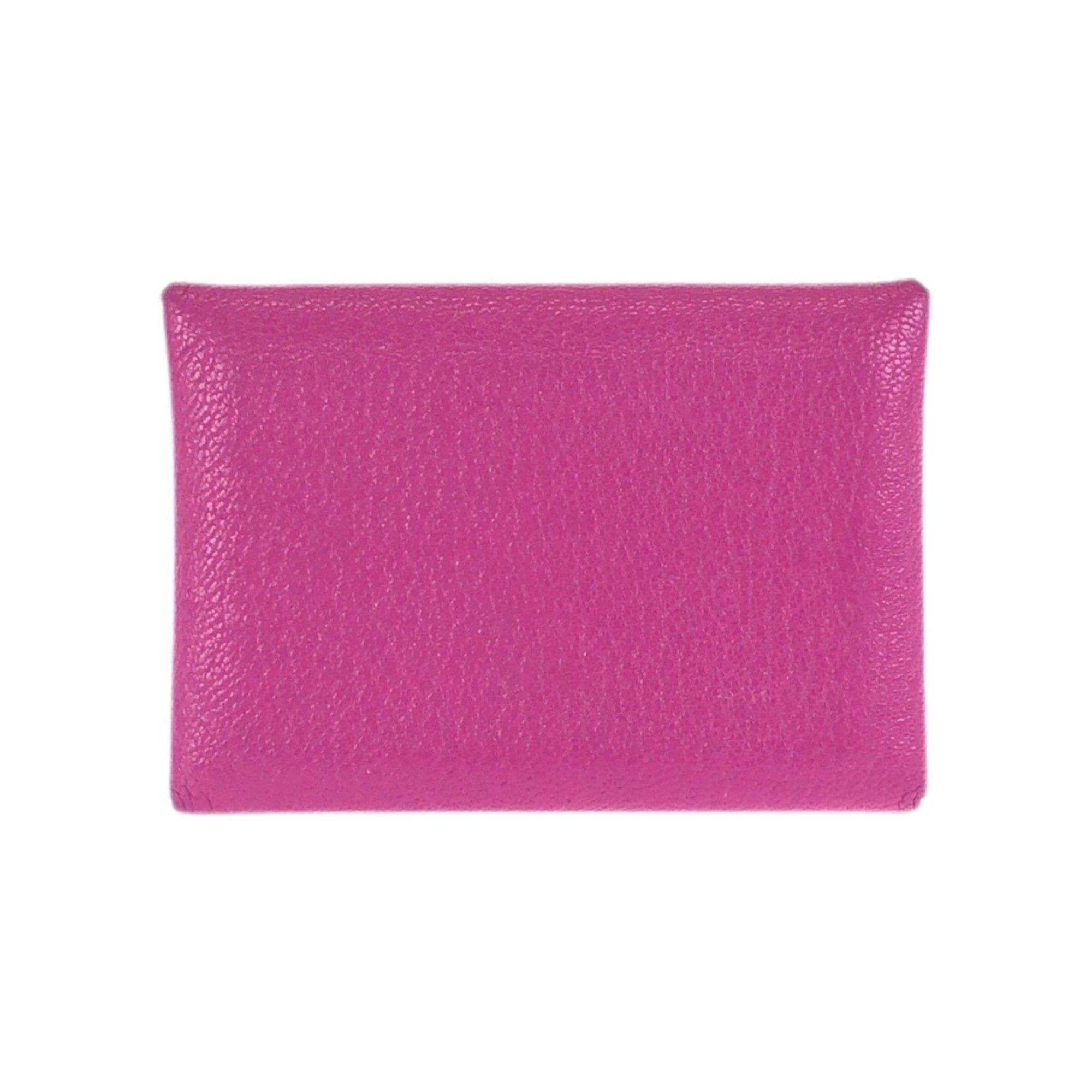 Hermes HERMES Calvi Duo Rose Purple Pink Gold Hardware Chevre Leather Business Card Holder/Card Case Wallet/Coin Purse Z Stamp Women's Size ONE SIZE - 2 Thumbnail