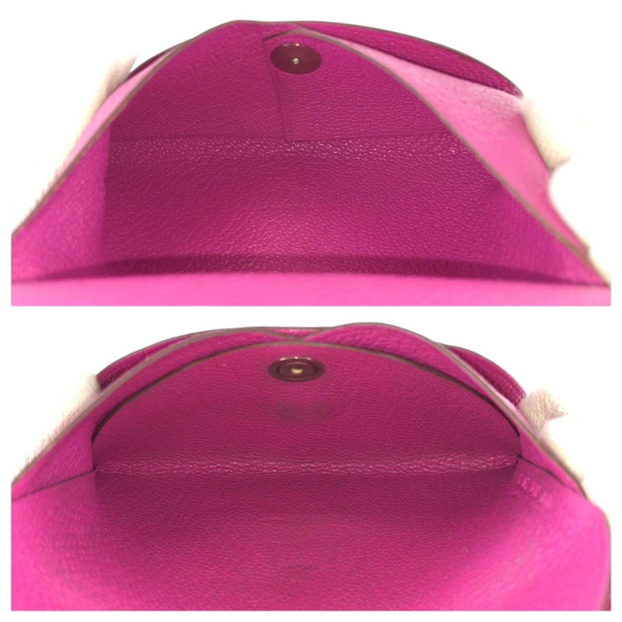 Hermes HERMES Calvi Duo Rose Purple Pink Gold Hardware Chevre Leather Business Card Holder/Card Case Wallet/Coin Purse Z Stamp Women's Size ONE SIZE - 9 Thumbnail