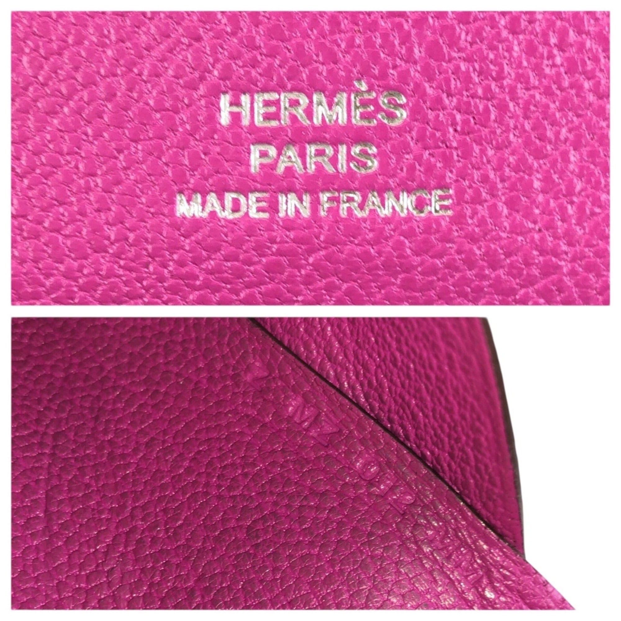 Hermes HERMES Calvi Duo Rose Purple Pink Gold Hardware Chevre Leather Business Card Holder/Card Case Wallet/Coin Purse Z Stamp Women's Size ONE SIZE - 5 Thumbnail