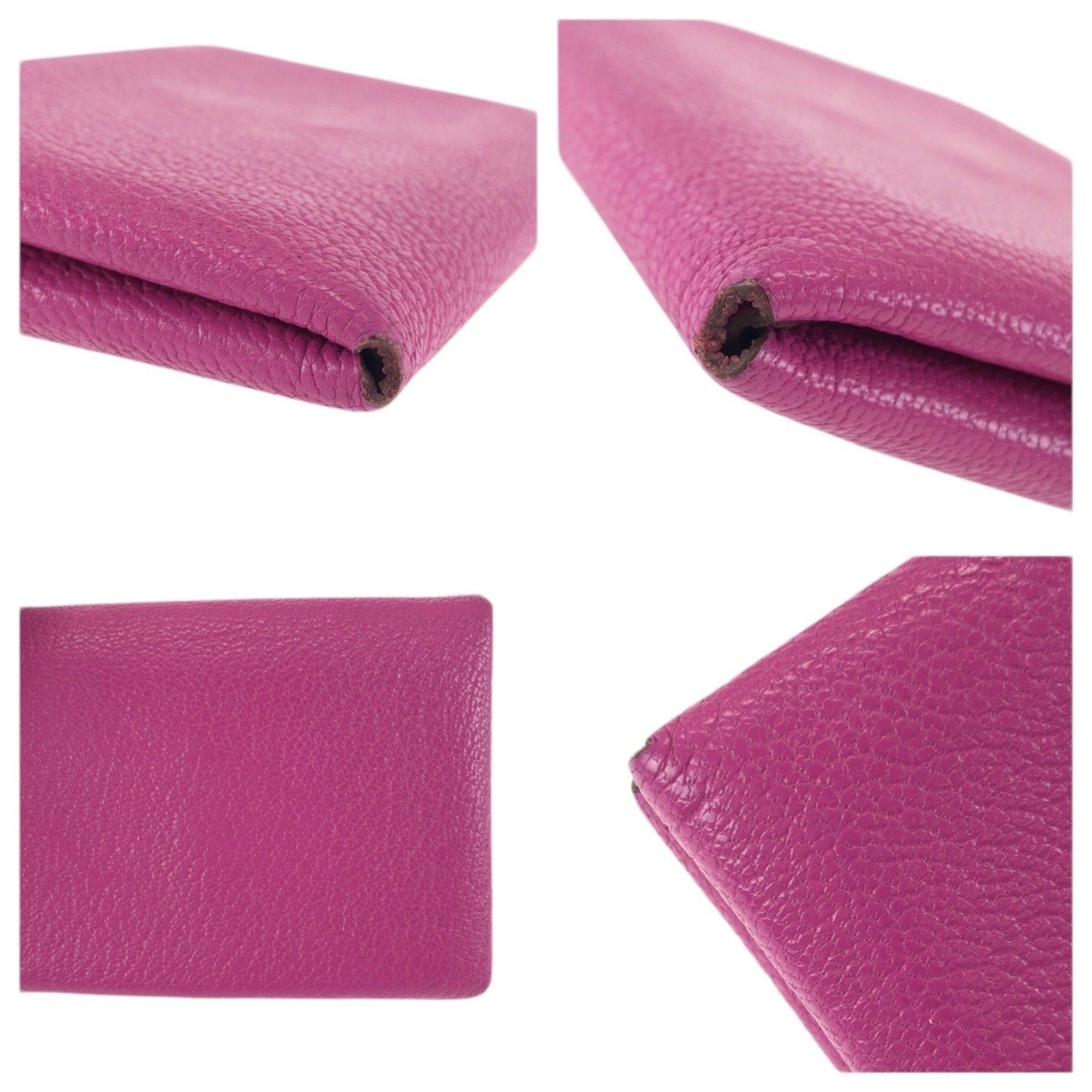 Hermes HERMES Calvi Duo Rose Purple Pink Gold Hardware Chevre Leather Business Card Holder/Card Case Wallet/Coin Purse Z Stamp Women's Size ONE SIZE - 6 Thumbnail