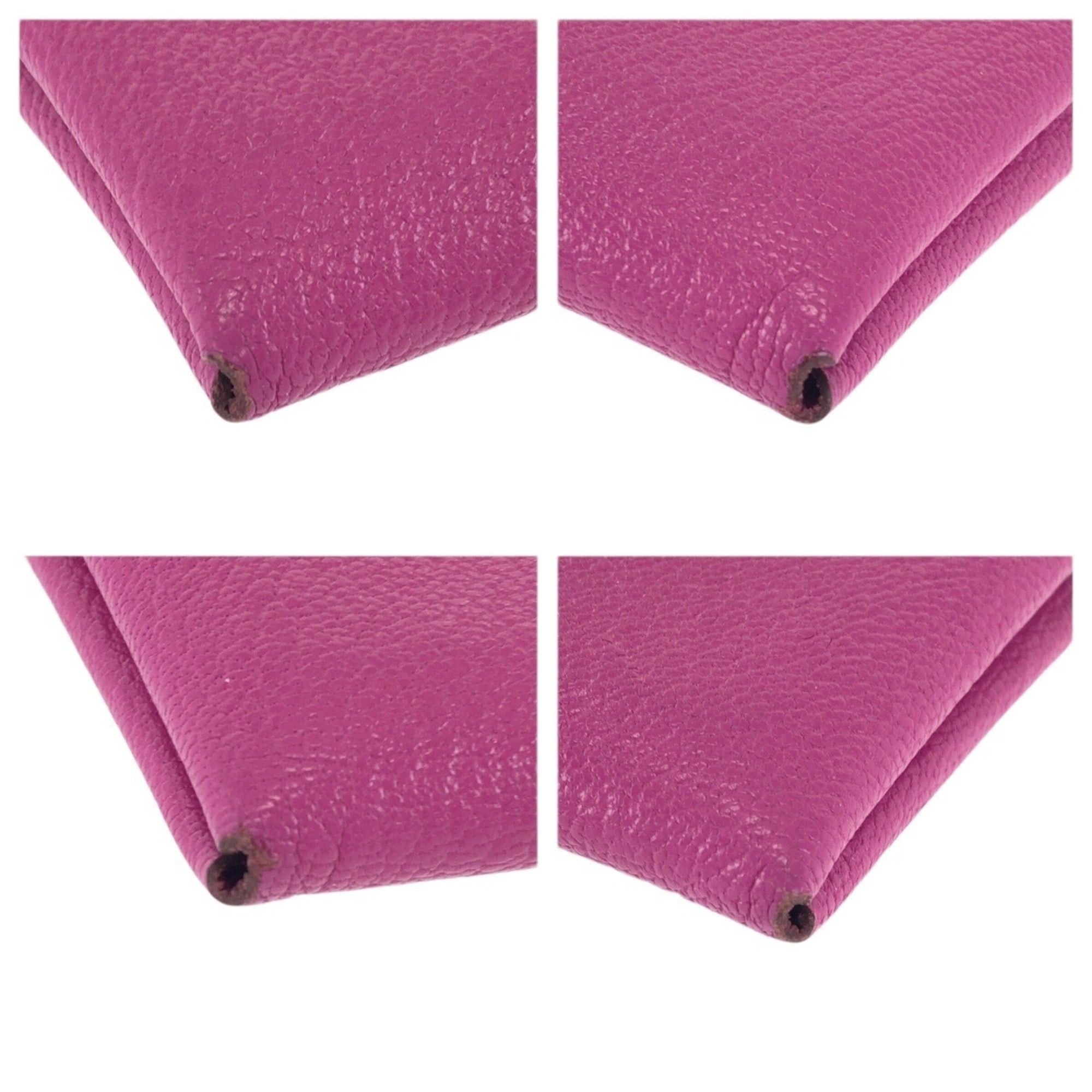 Hermes HERMES Calvi Duo Rose Purple Pink Gold Hardware Chevre Leather Business Card Holder/Card Case Wallet/Coin Purse Z Stamp Women's Size ONE SIZE - 4 Thumbnail