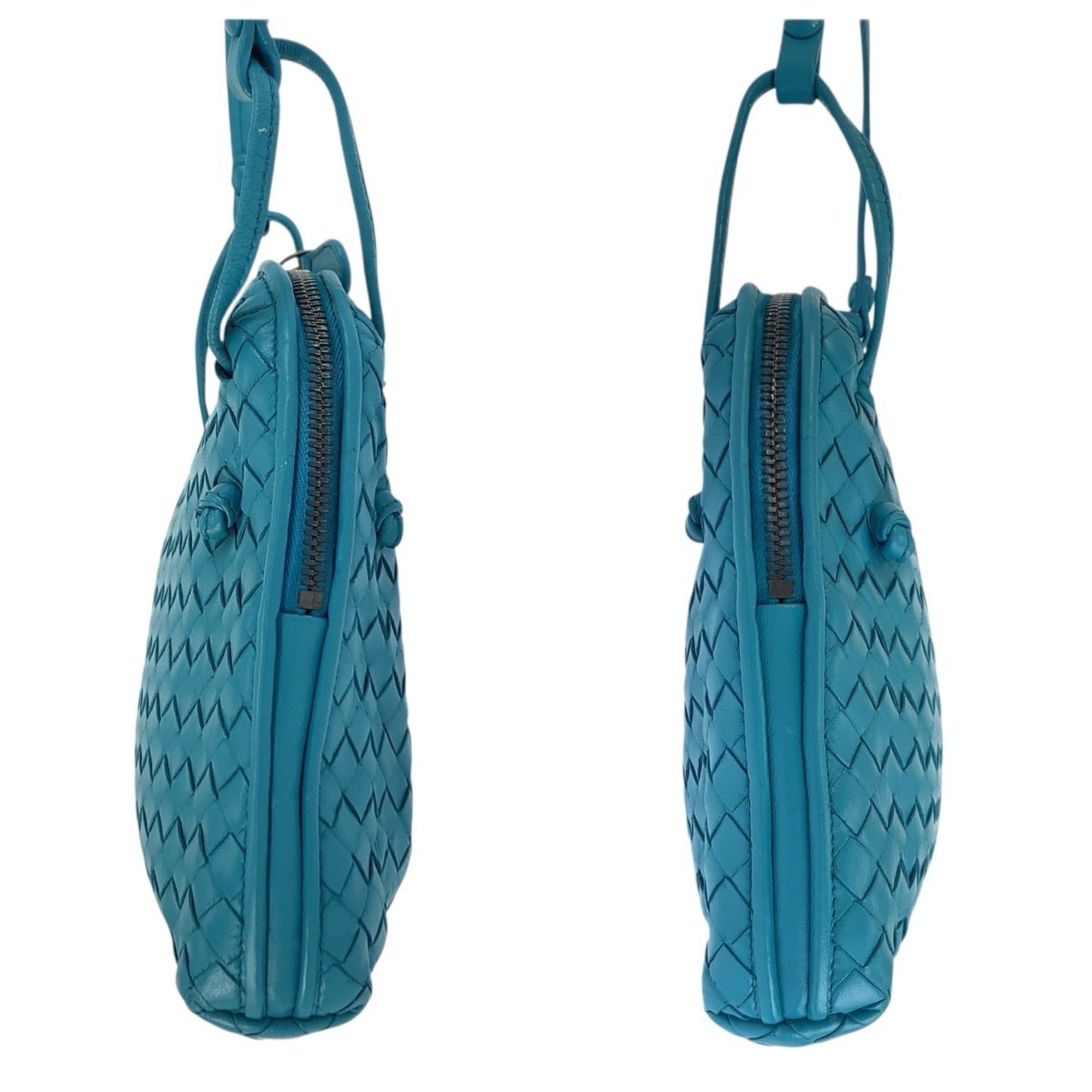 Bottega Veneta BOTTEGA VENETA Intrecciato Nodini Turquoise Blue Leather Shoulder Bag/Pouch for Women (B00378532Y) Size ONE SIZE - 7 Thumbnail