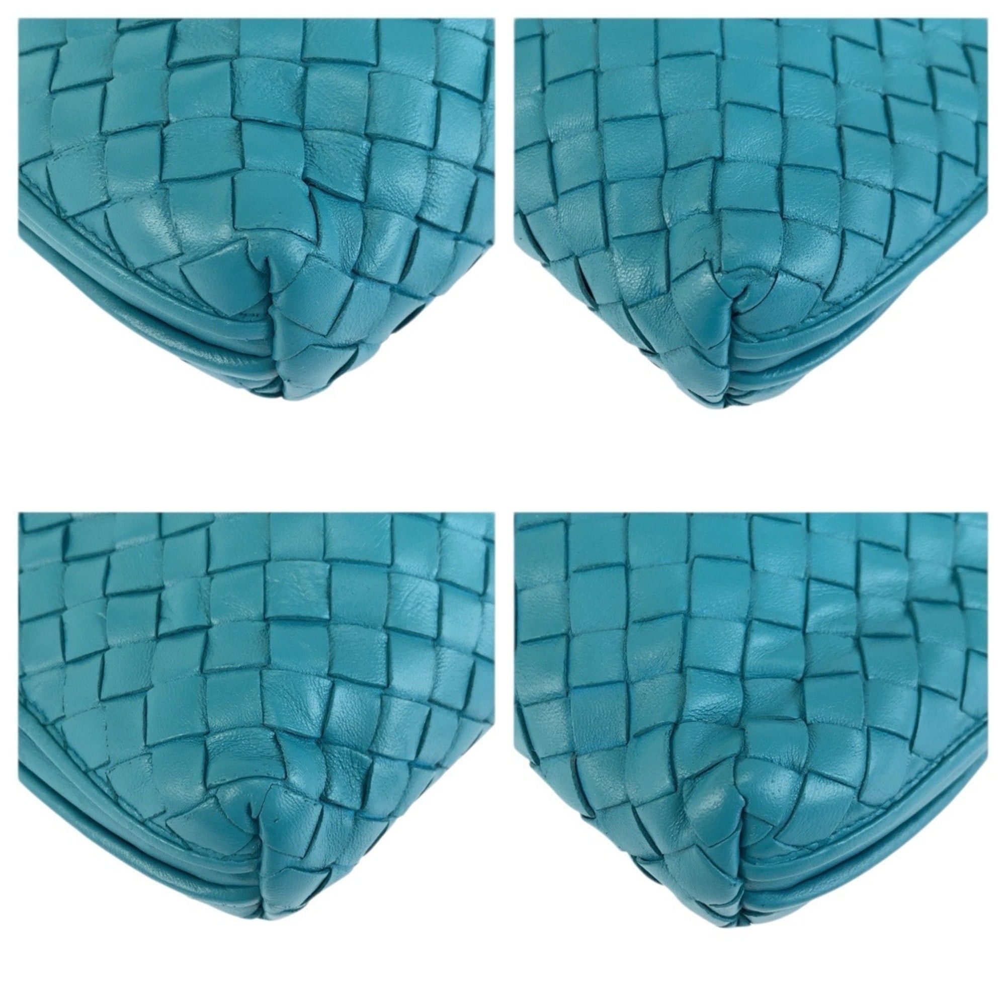 Bottega Veneta BOTTEGA VENETA Intrecciato Nodini Turquoise Blue Leather Shoulder Bag/Pouch for Women (B00378532Y) Size ONE SIZE - 4 Thumbnail