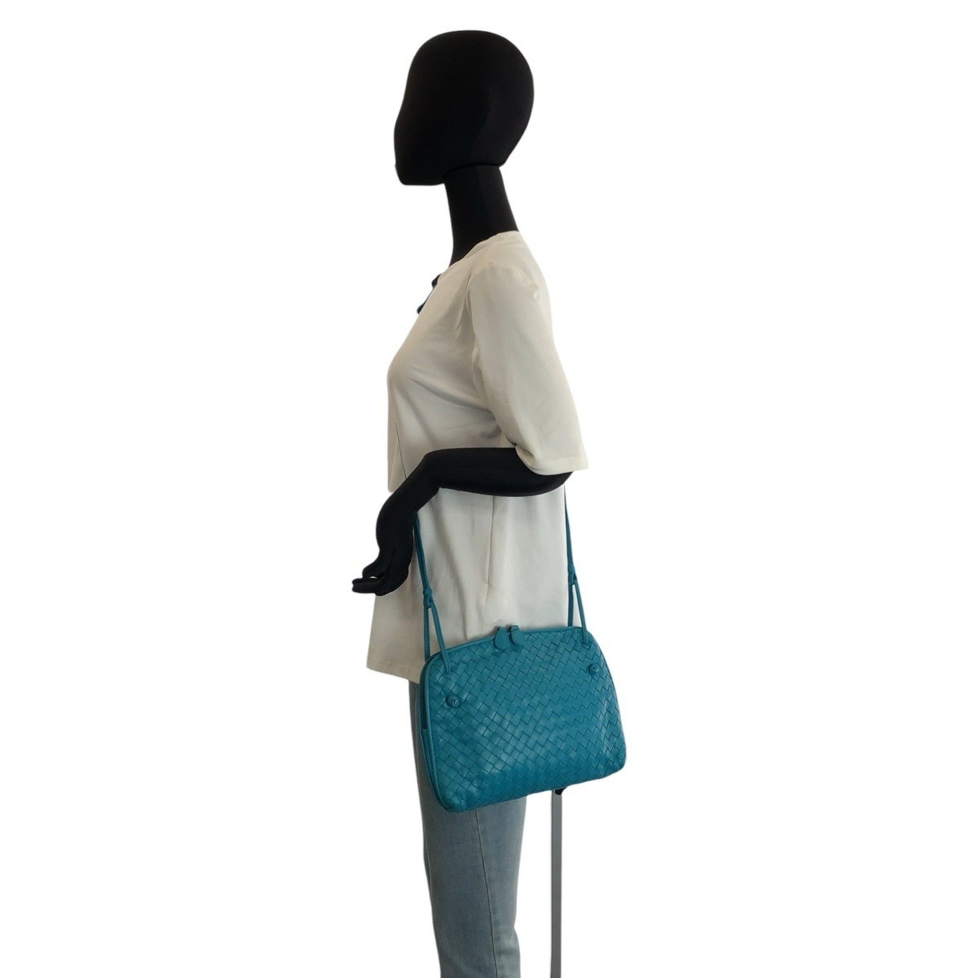 Bottega Veneta BOTTEGA VENETA Intrecciato Nodini Turquoise Blue Leather Shoulder Bag/Pouch for Women (B00378532Y) Size ONE SIZE - 6 Thumbnail
