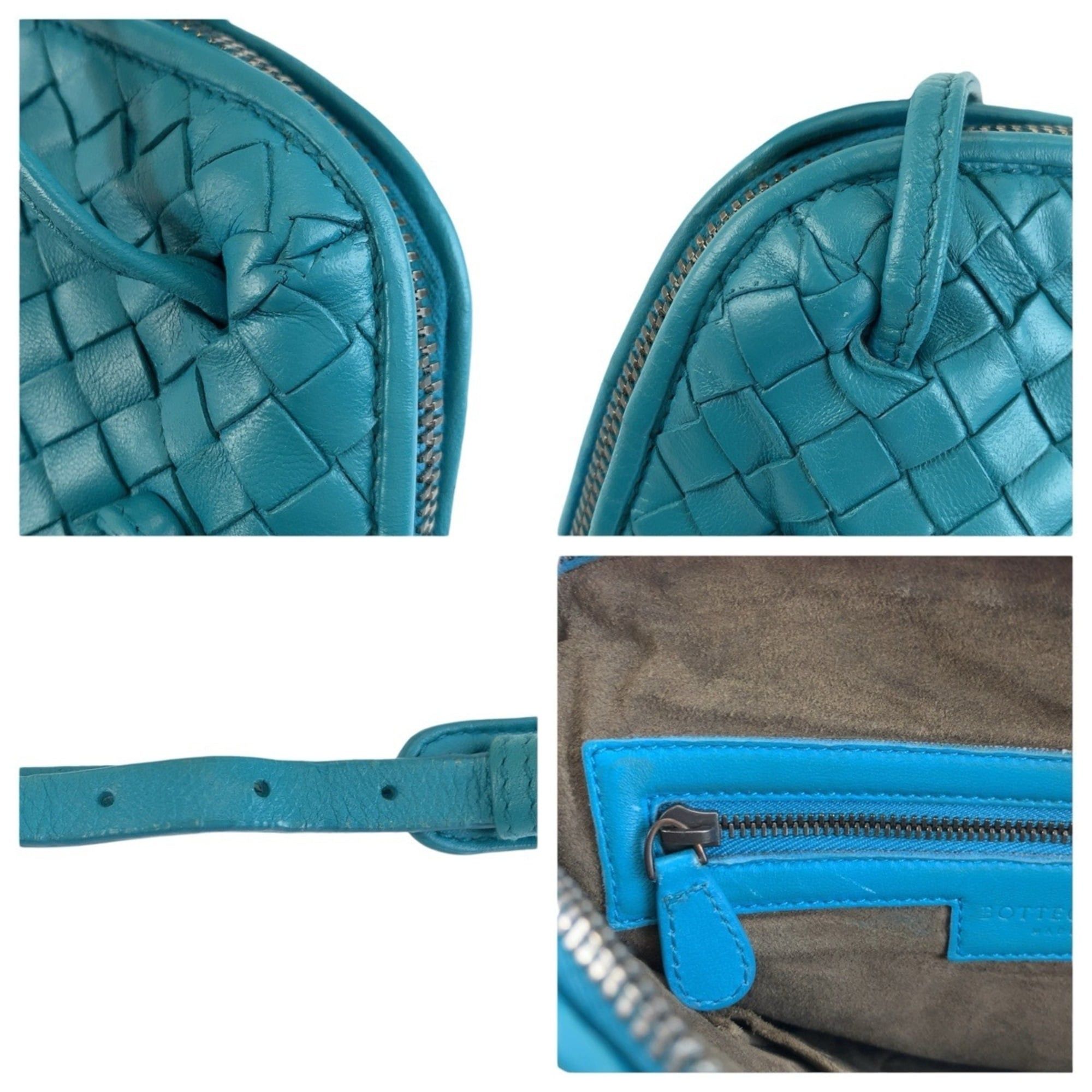 Bottega Veneta BOTTEGA VENETA Intrecciato Nodini Turquoise Blue Leather Shoulder Bag/Pouch for Women (B00378532Y) Size ONE SIZE - 5 Thumbnail