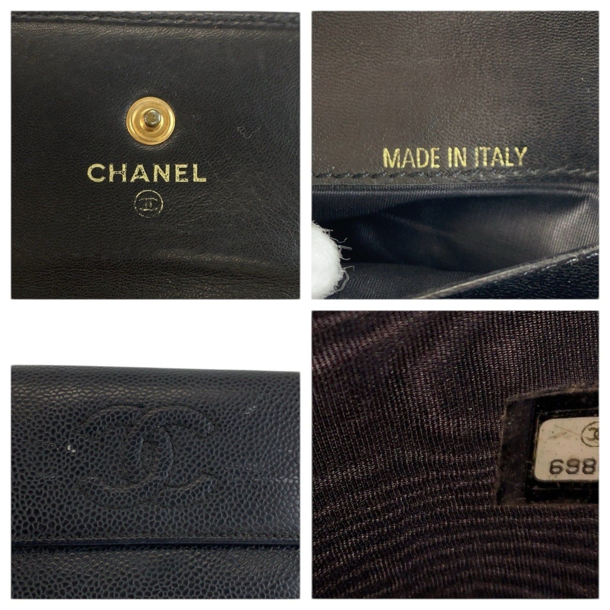Chanel CHANEL Coco Mark Black Leather Folding Wallet Compact for Women Size ONE SIZE - 3 Thumbnail