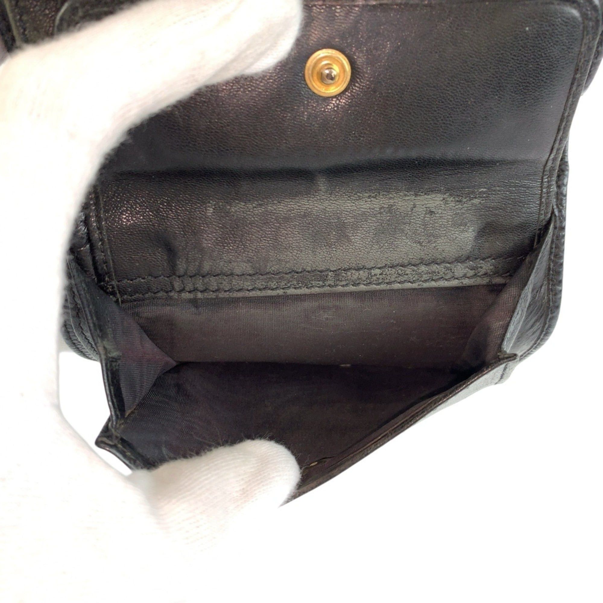 Chanel CHANEL Coco Mark Black Leather Folding Wallet Compact for Women Size ONE SIZE - 5 Thumbnail