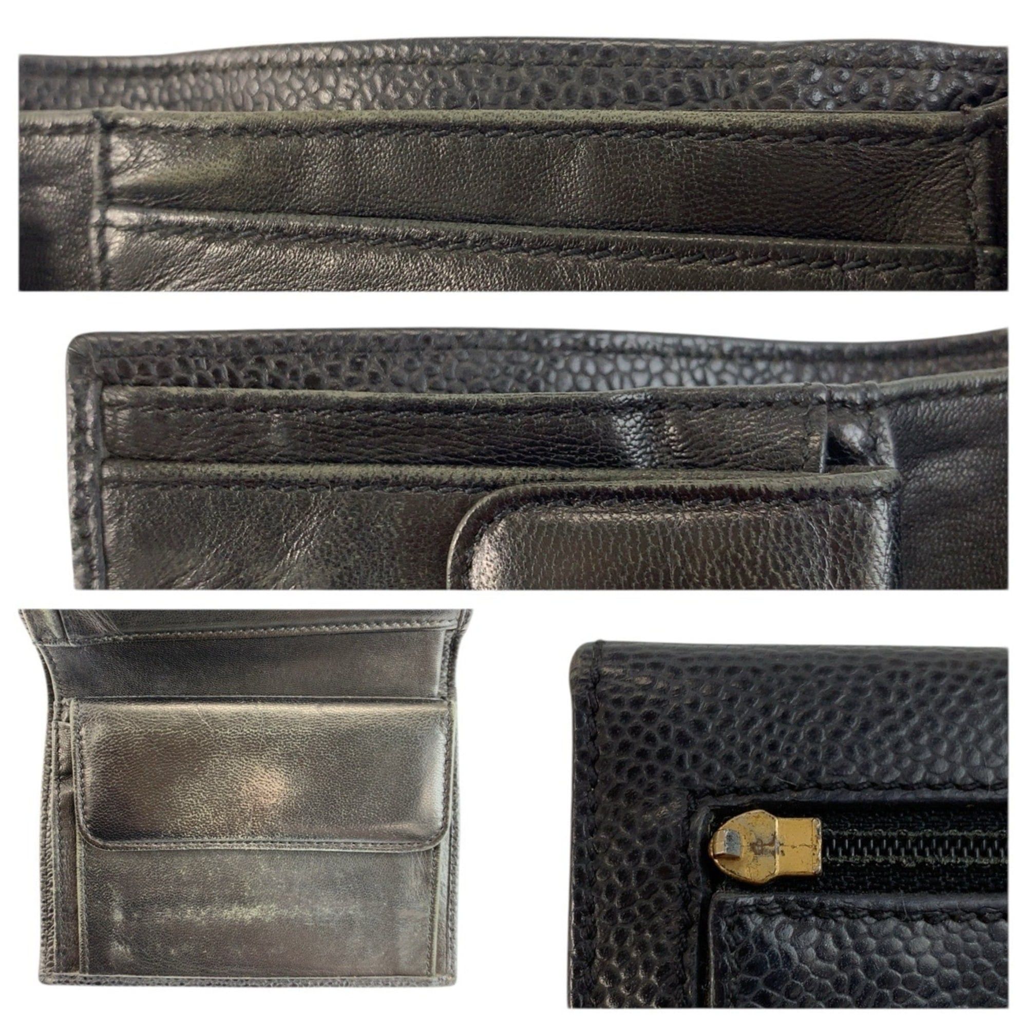 Chanel CHANEL Coco Mark Black Leather Folding Wallet Compact for Women Size ONE SIZE - 9 Thumbnail