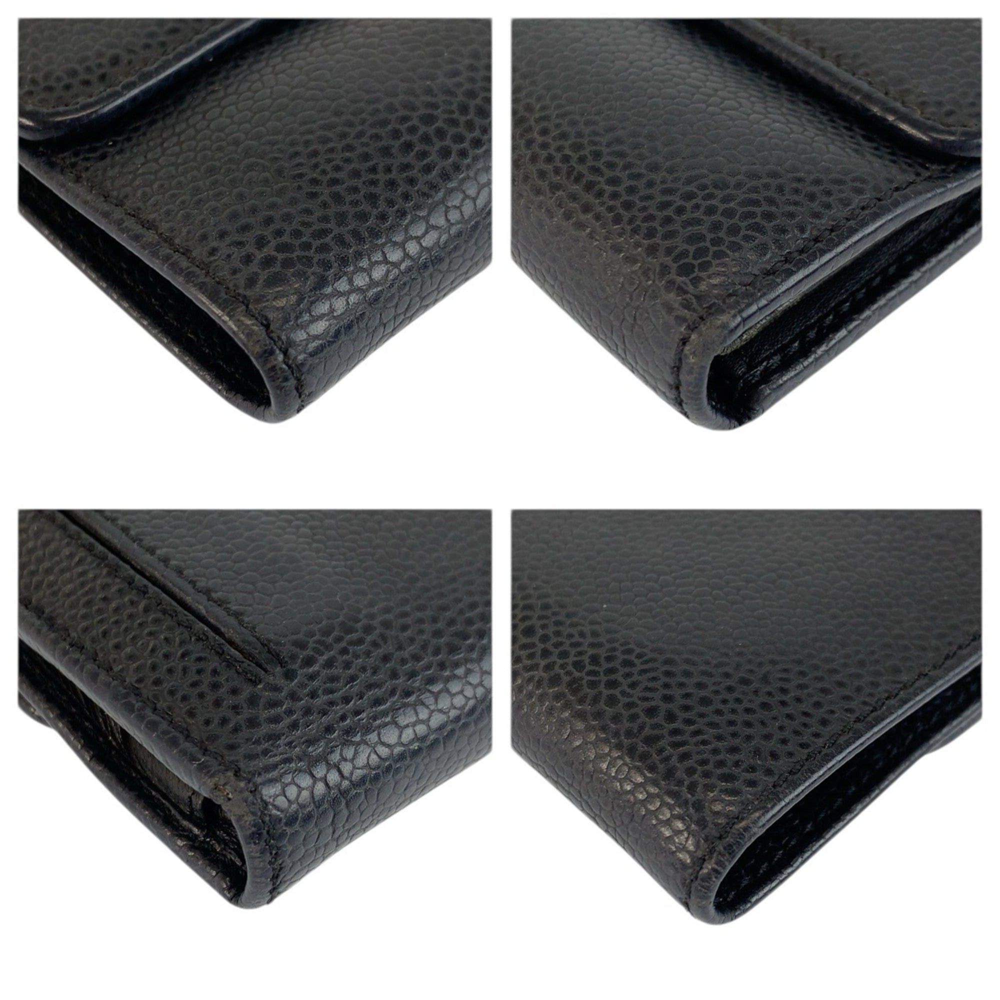 Chanel CHANEL Coco Mark Black Leather Folding Wallet Compact for Women Size ONE SIZE - 7 Thumbnail