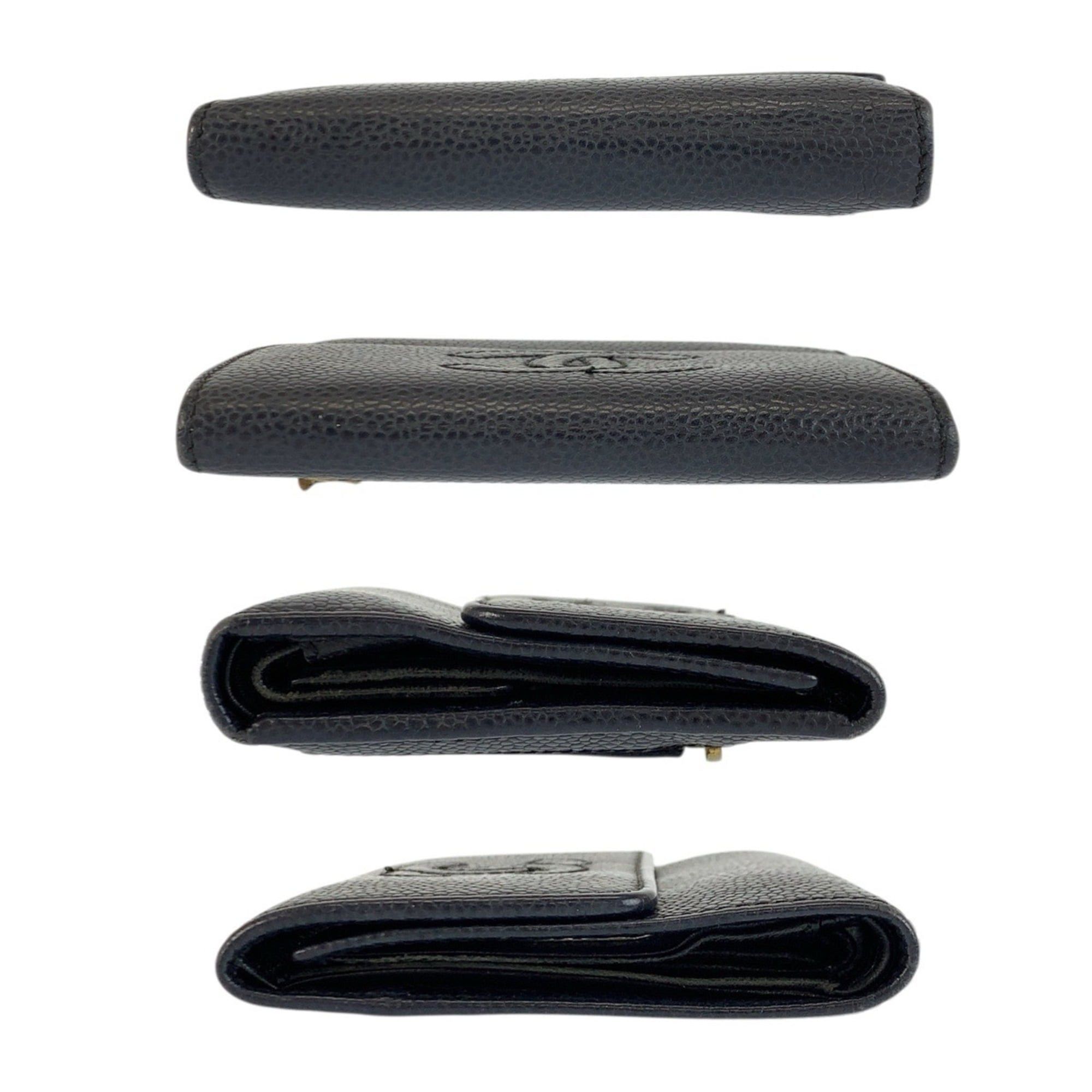 Chanel CHANEL Coco Mark Black Leather Folding Wallet Compact for Women Size ONE SIZE - 10 Thumbnail