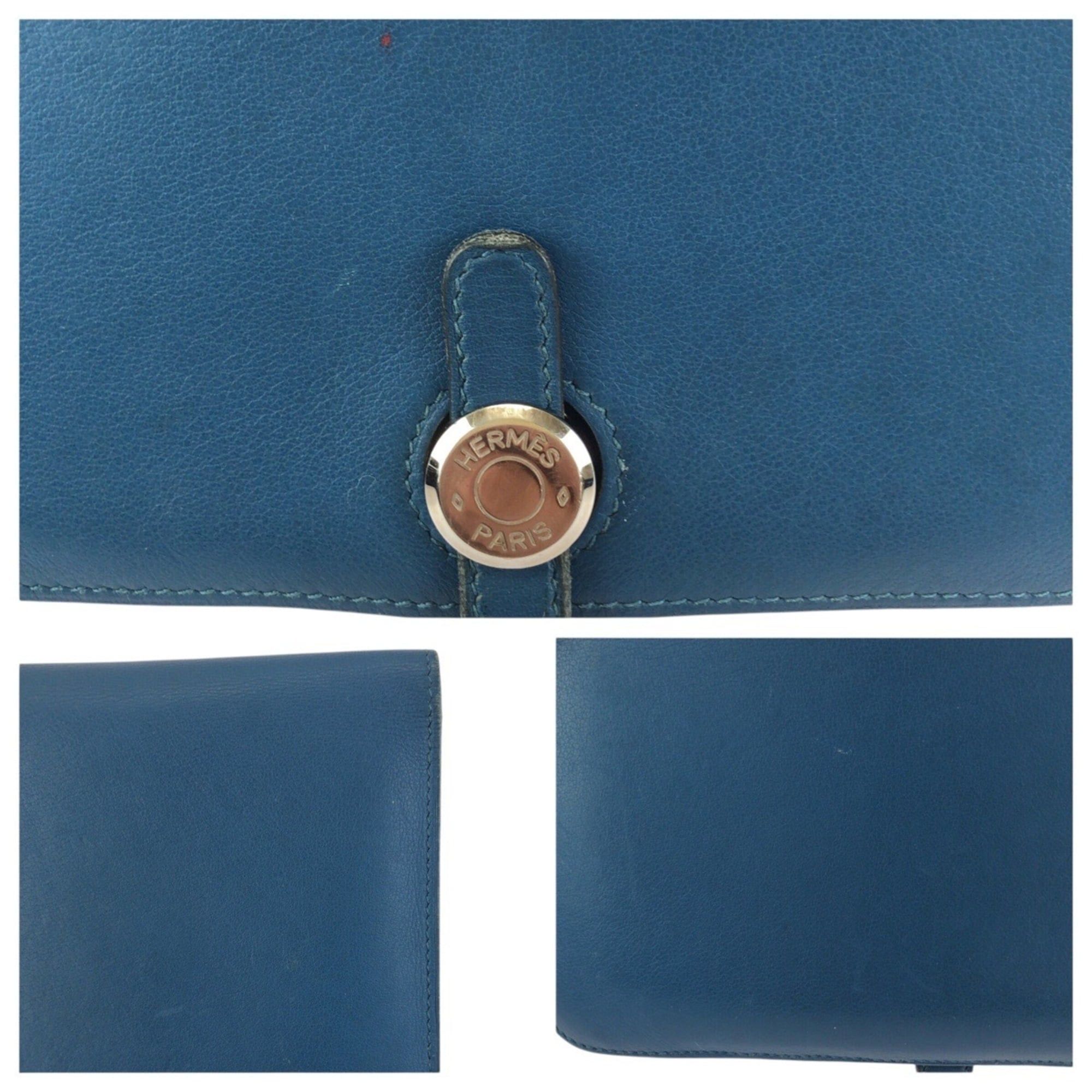 Hermes HERMES Dogon GM Blue Jean Togo Leather Long Wallet with Silver Hardware (T Stamp) - Women's Size ONE SIZE - 7 Thumbnail