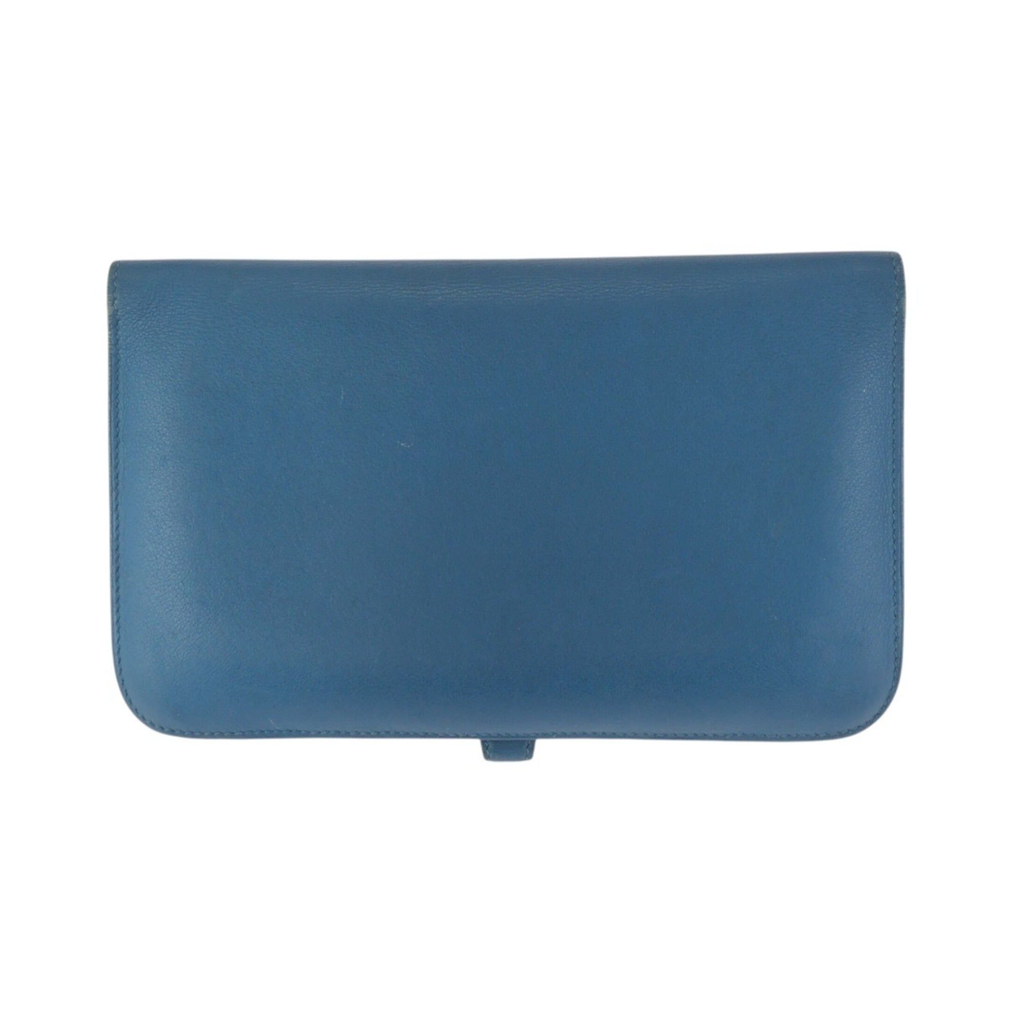 Hermes HERMES Dogon GM Blue Jean Togo Leather Long Wallet with Silver Hardware (T Stamp) - Women's Size ONE SIZE - 2 Thumbnail