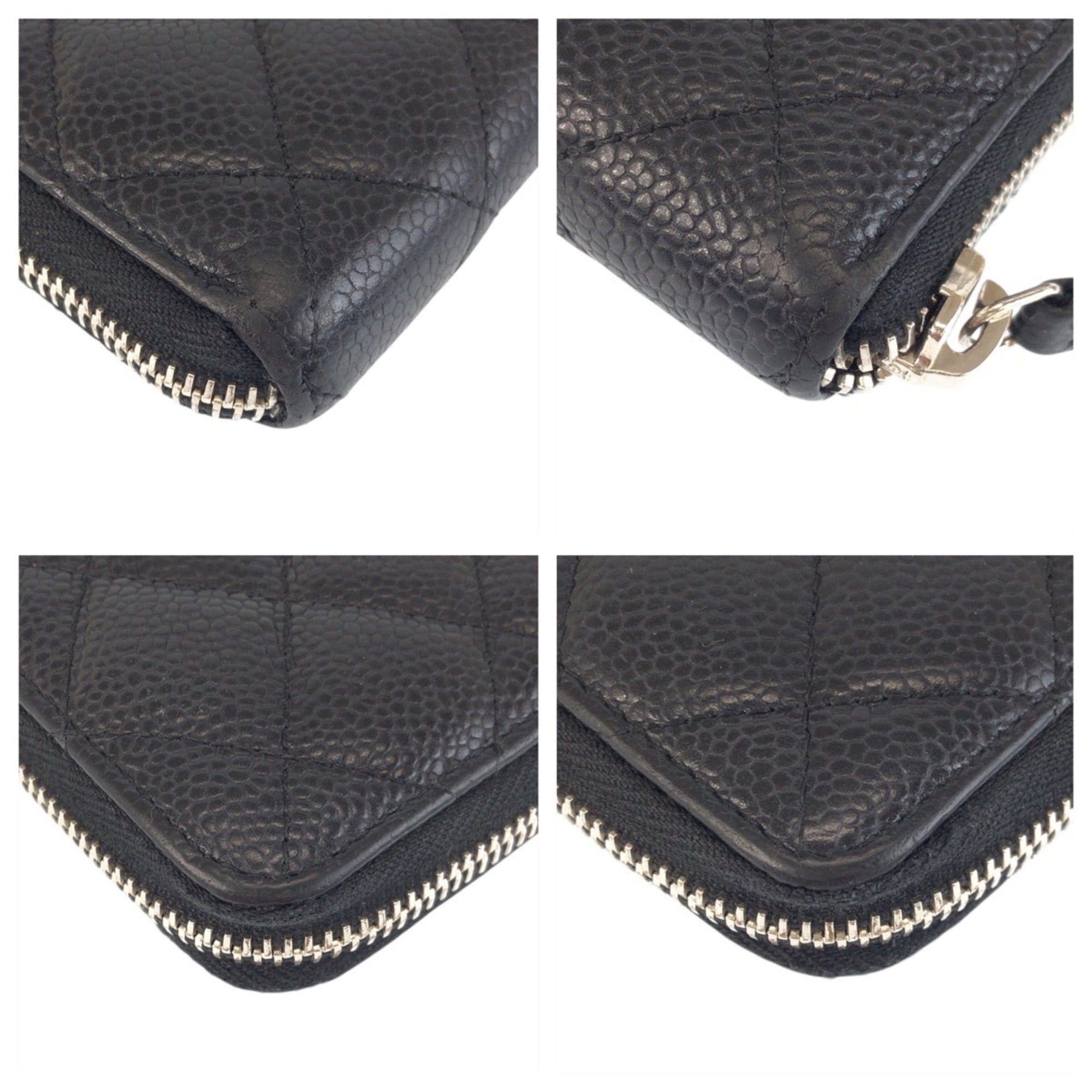 Chanel CHANEL Coco Mark Matelassé Black Leather Long Wallet with Silver Hardware for Women Size ONE SIZE - 4 Thumbnail