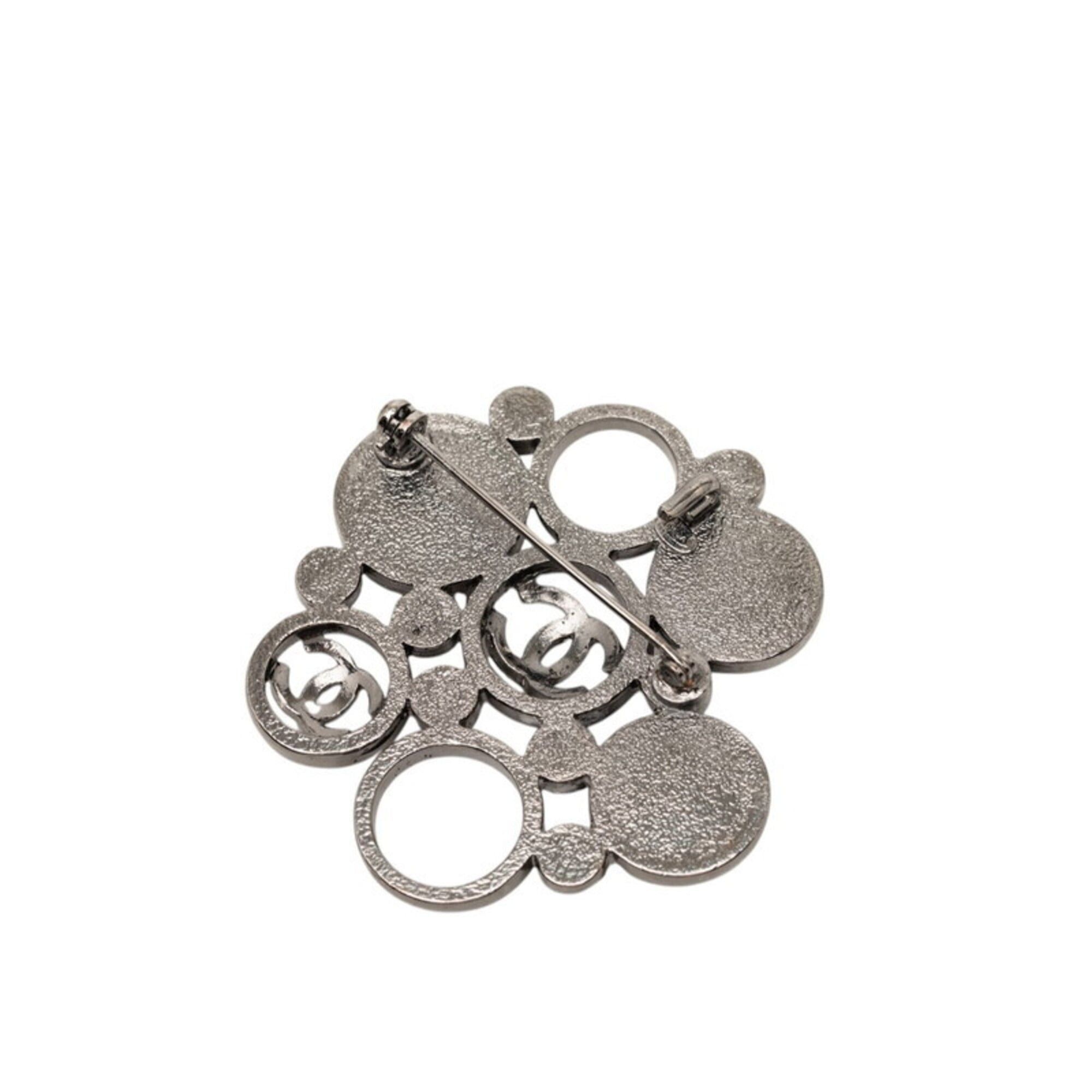 Chanel Chanel Coco Mark Brooch, Silver, Multicolor Metal, Faux Pearl, Women's. Size ONE SIZE - 2 Thumbnail