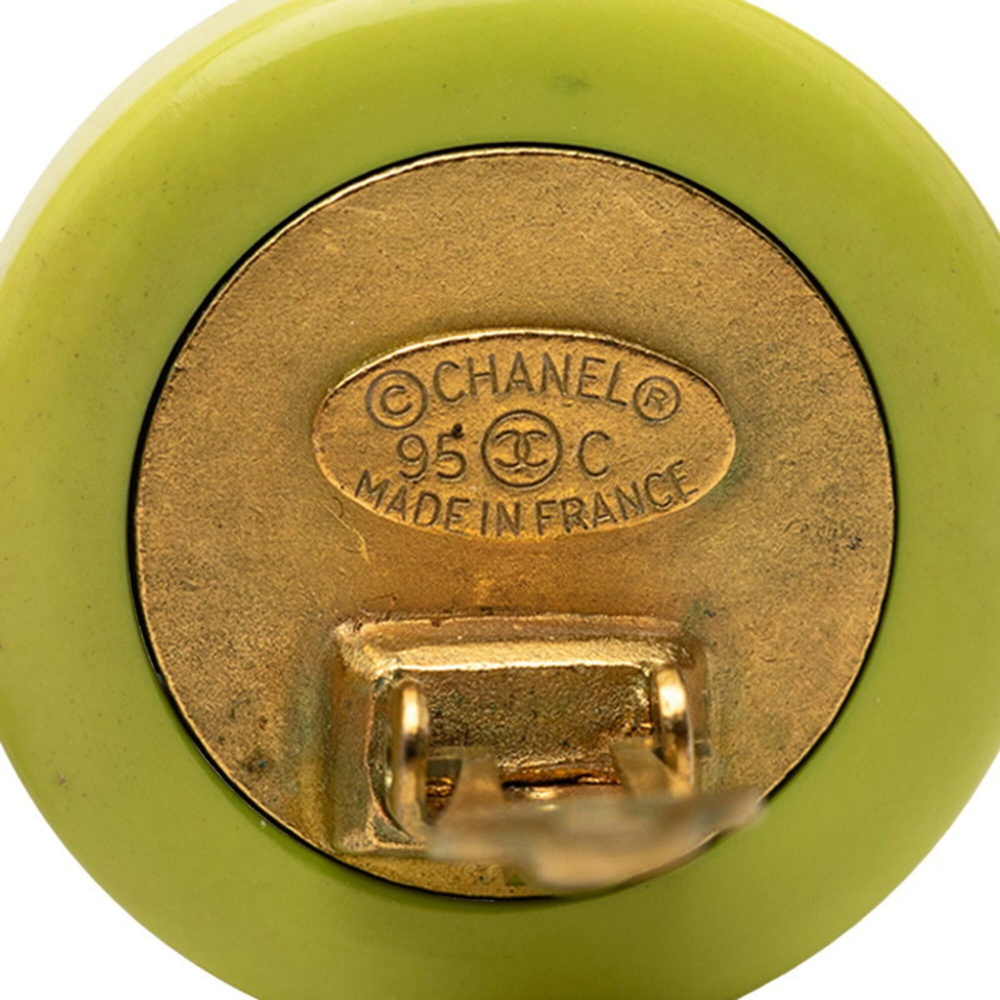 Chanel Chanel Coco Mark Mirror Earrings, Gold and Green Plated Plastic, Women's. Size ONE SIZE - 3 Thumbnail