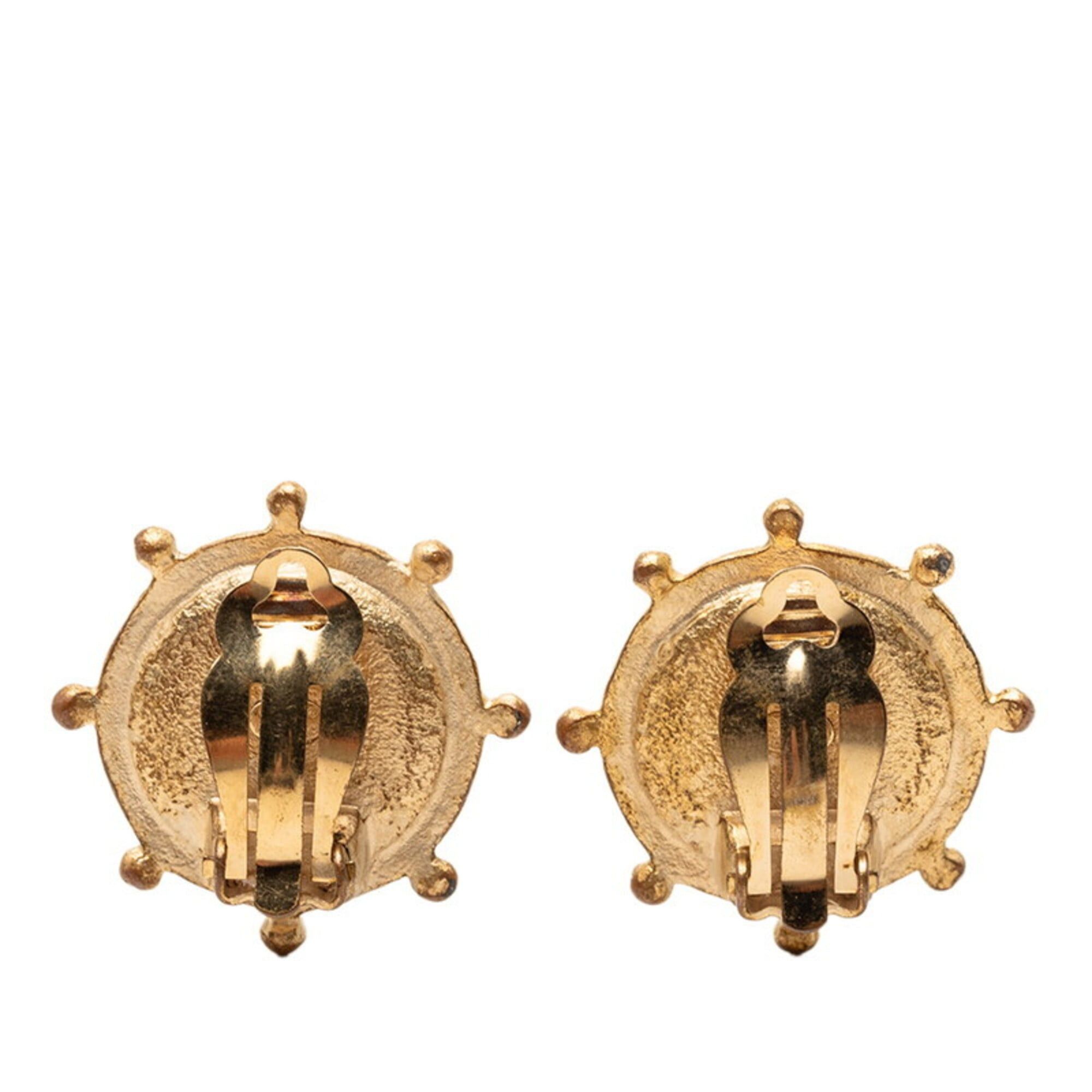Chanel Chanel Coco Mark Rhinestone Earrings, Gold Plated, Faux Pearl, Women's CHANEL Size ONE SIZE - 2 Thumbnail
