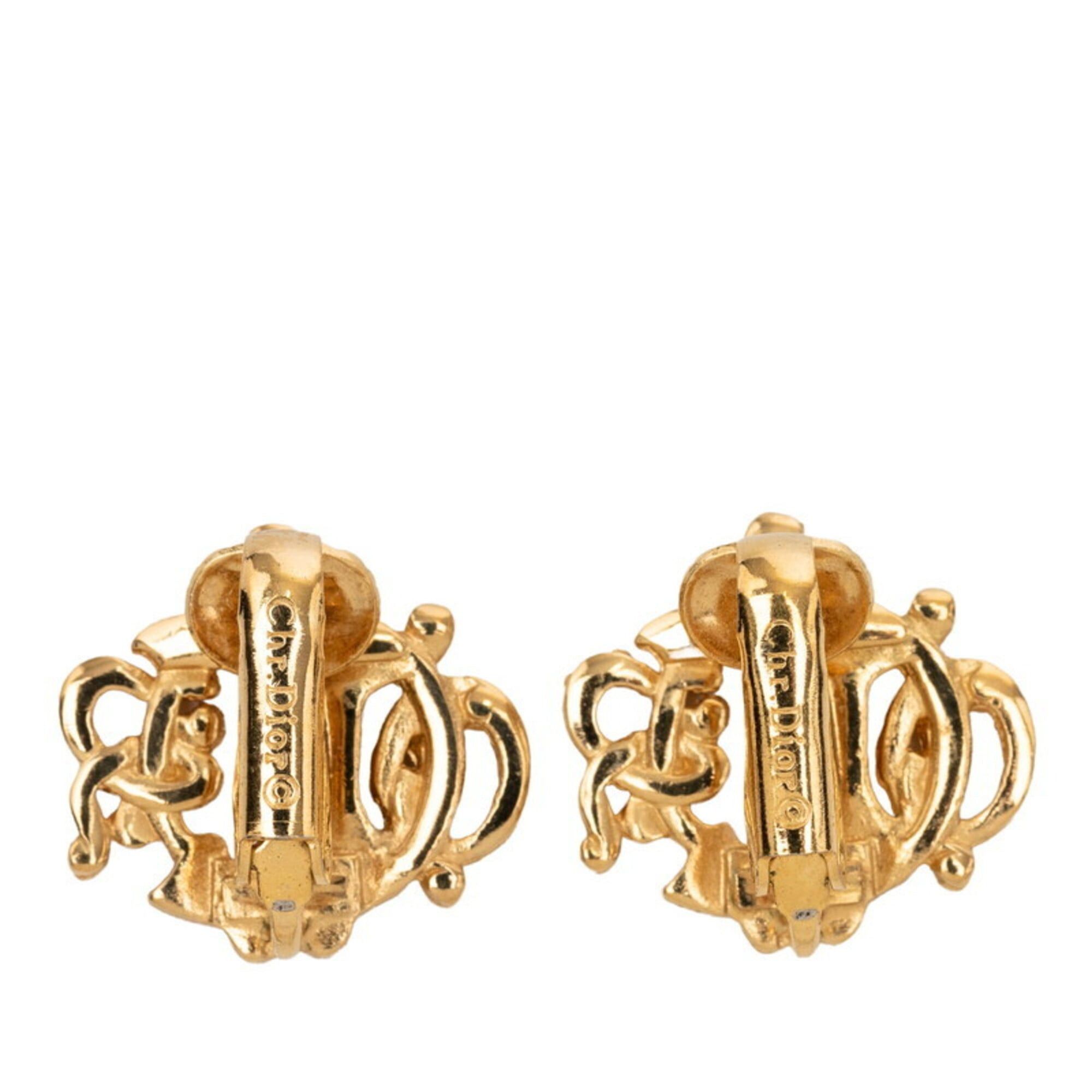 Dior Christian Dior Dior Logo Earrings, Gold Plated, Women's Size ONE SIZE - 2 Thumbnail