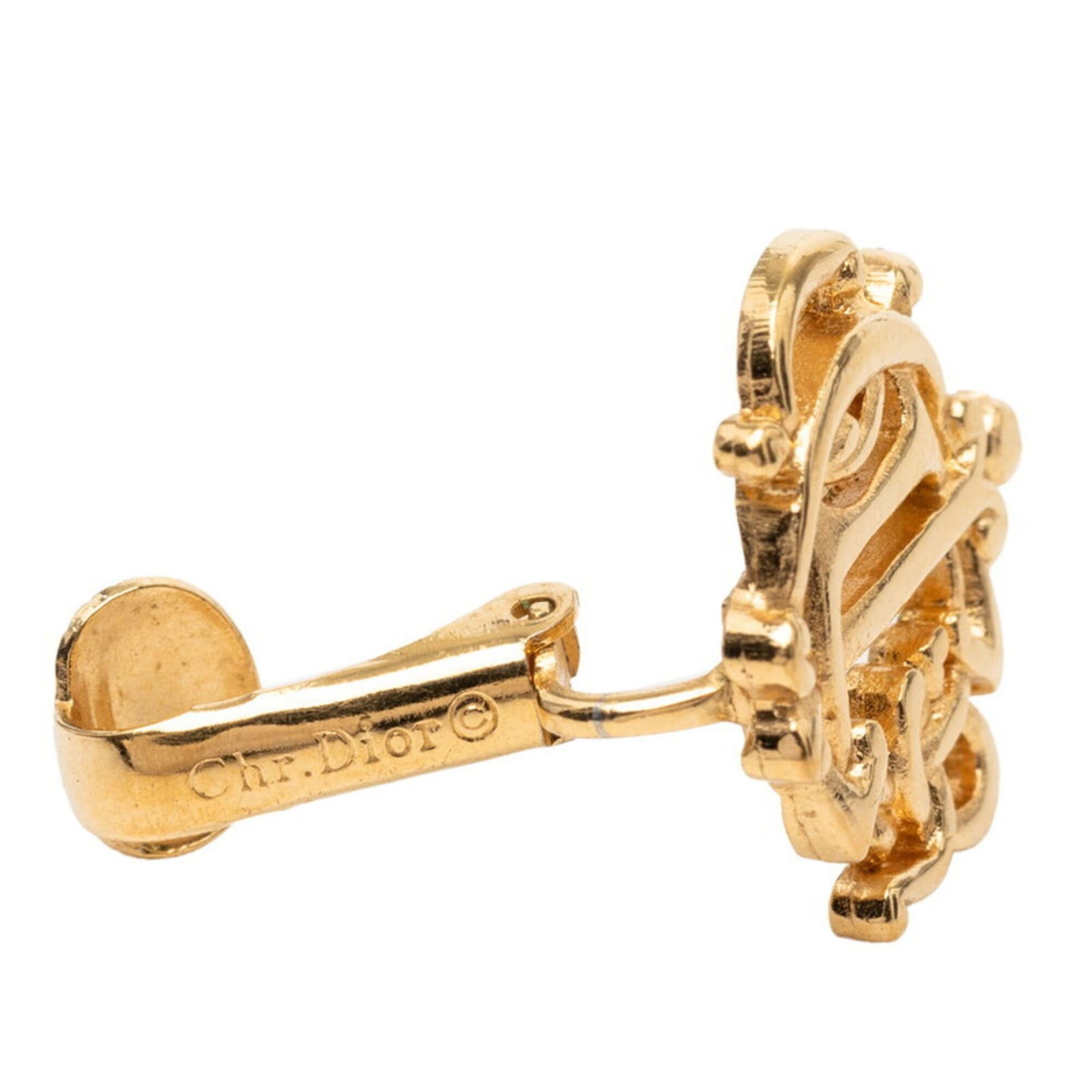 Dior Christian Dior Dior Logo Earrings, Gold Plated, Women's Size ONE SIZE - 3 Thumbnail