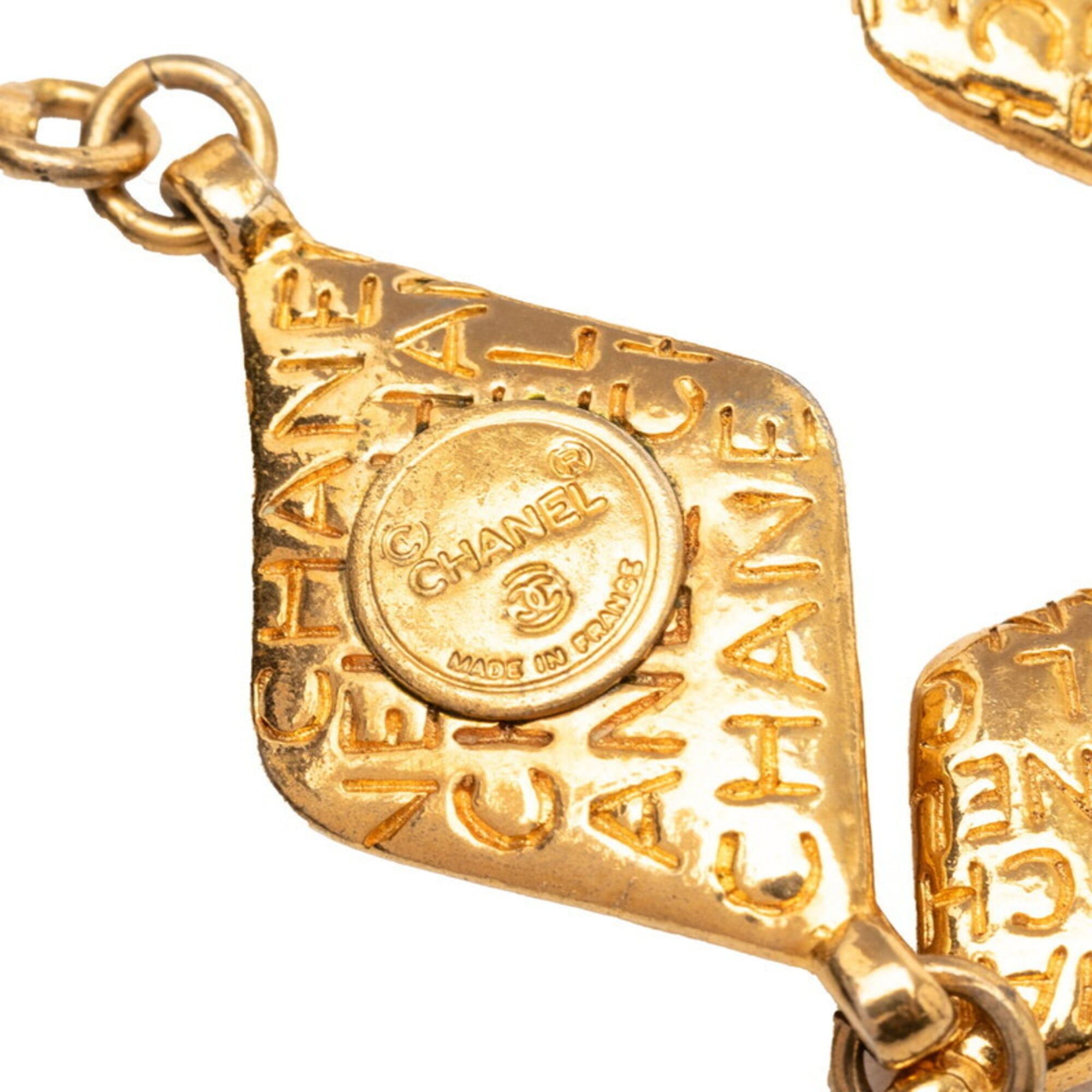 Chanel Chanel Mademoiselle Matelassé Diamond-Shaped Necklace, Gold Plated, Women's. Size ONE SIZE - 5 Thumbnail