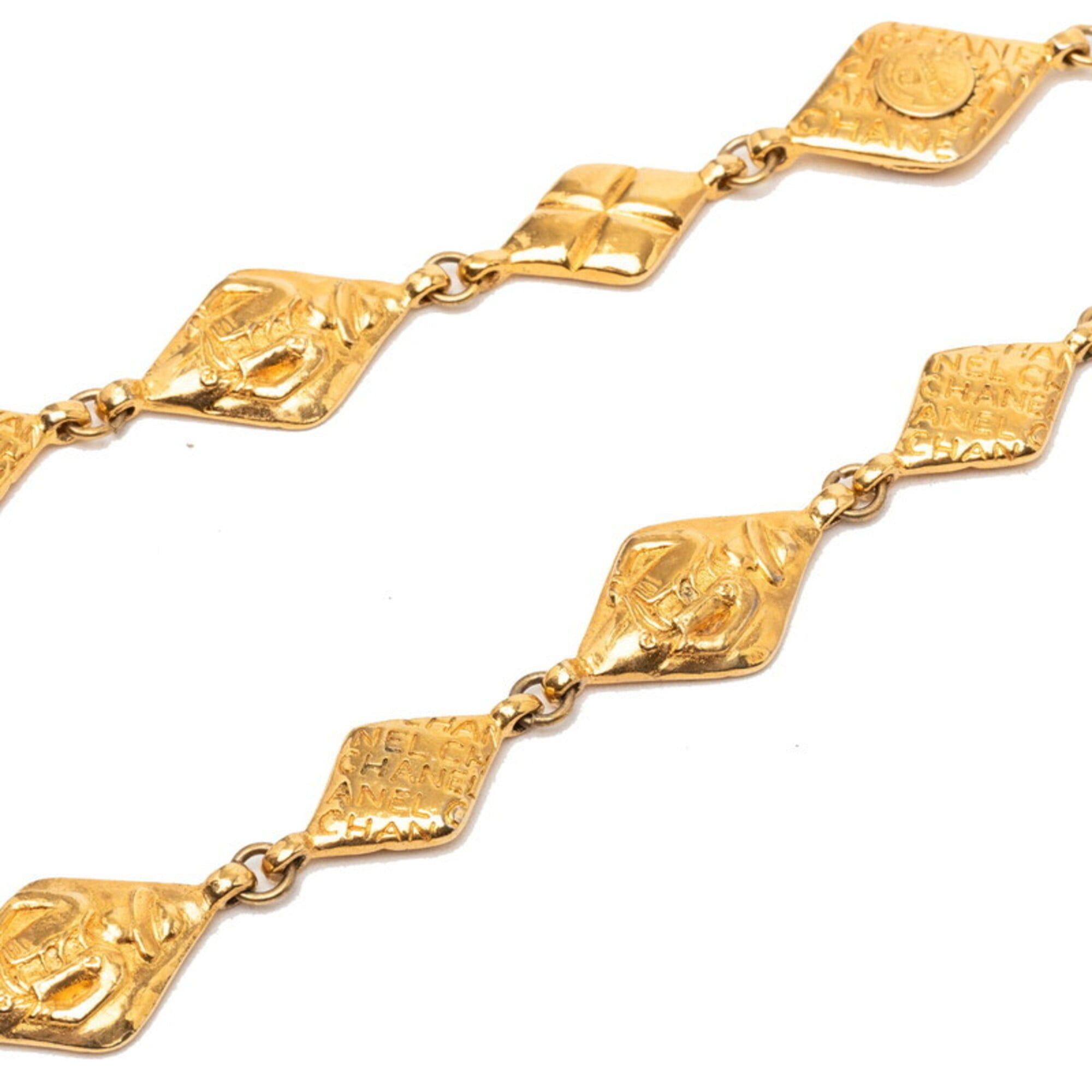 Chanel Chanel Mademoiselle Matelassé Diamond-Shaped Necklace, Gold Plated, Women's. Size ONE SIZE - 3 Thumbnail