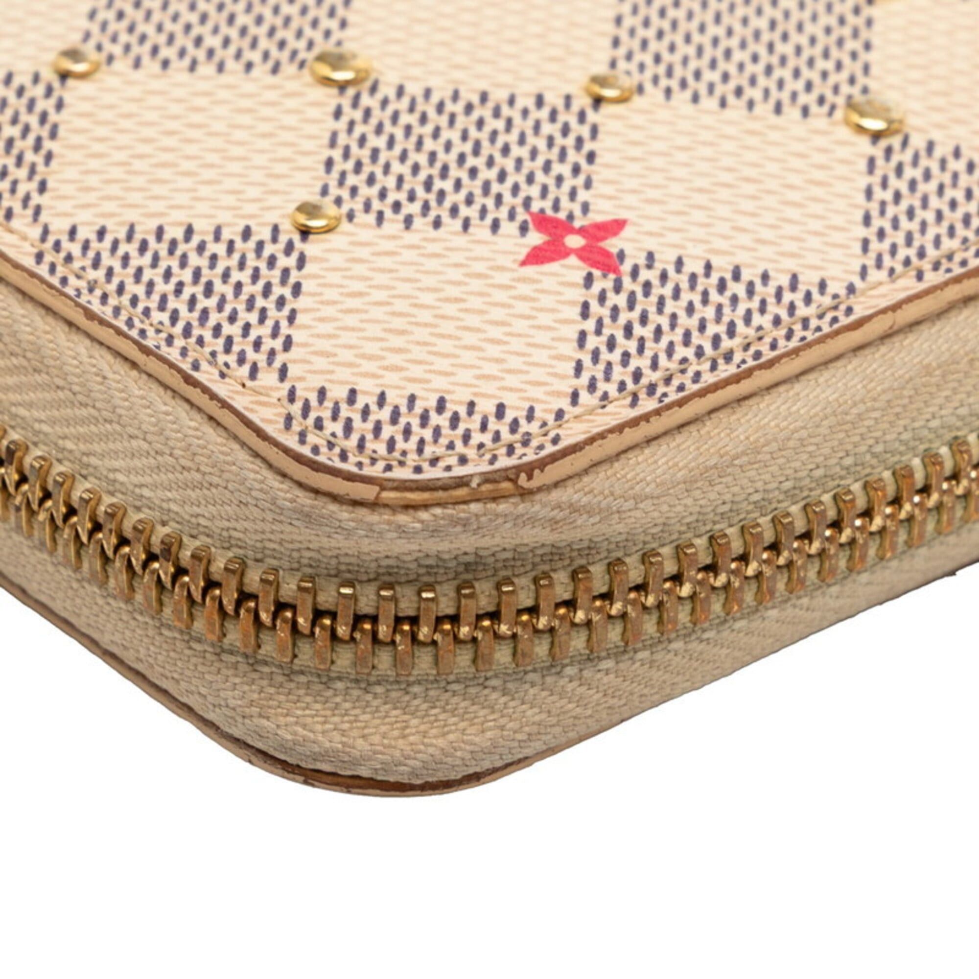 Louis Vuitton Louis Vuitton Damier Azur Zippy Wallet Studded Long Round Zipper N64615 White Pink Women's LOUIS VUITTON Size ONE SIZE - 4 Thumbnail