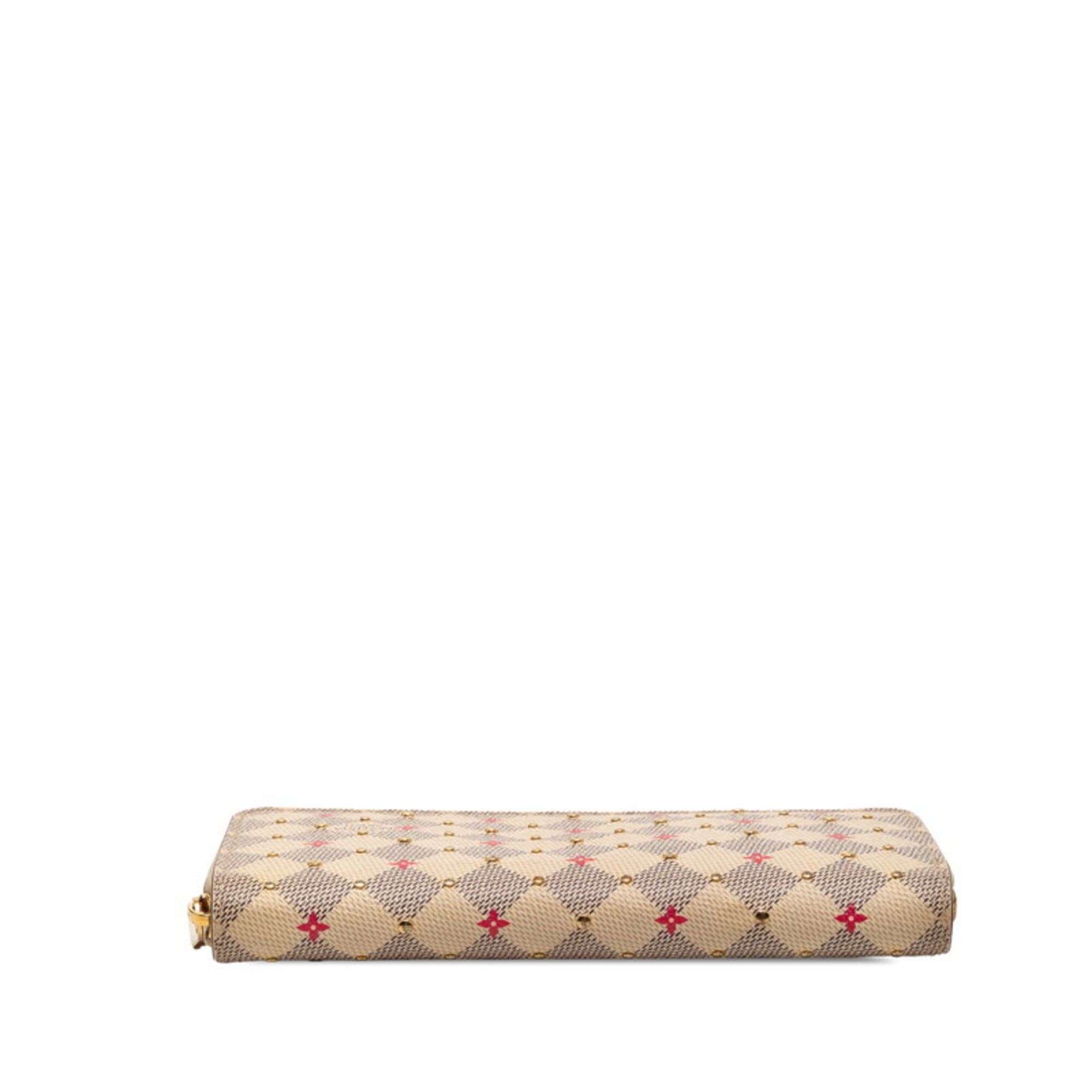 Louis Vuitton Louis Vuitton Damier Azur Zippy Wallet Studded Long Round Zipper N64615 White Pink Women's LOUIS VUITTON Size ONE SIZE - 3 Thumbnail