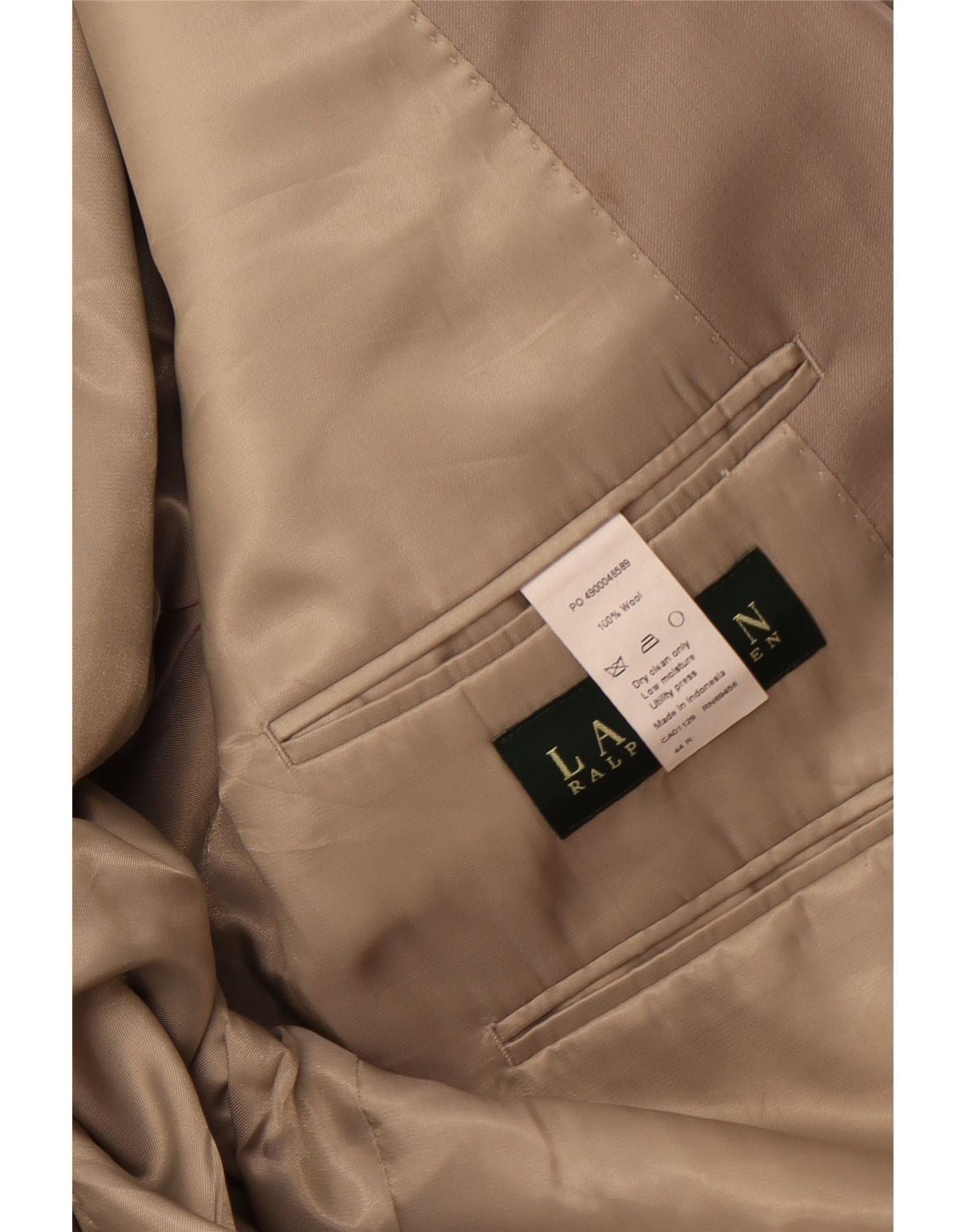 Ralph Lauren Mens 2 Button Blazer Jacket UK 44 2XL Beige Wool Size US L / EU 52-54 / 3 - 4 Thumbnail