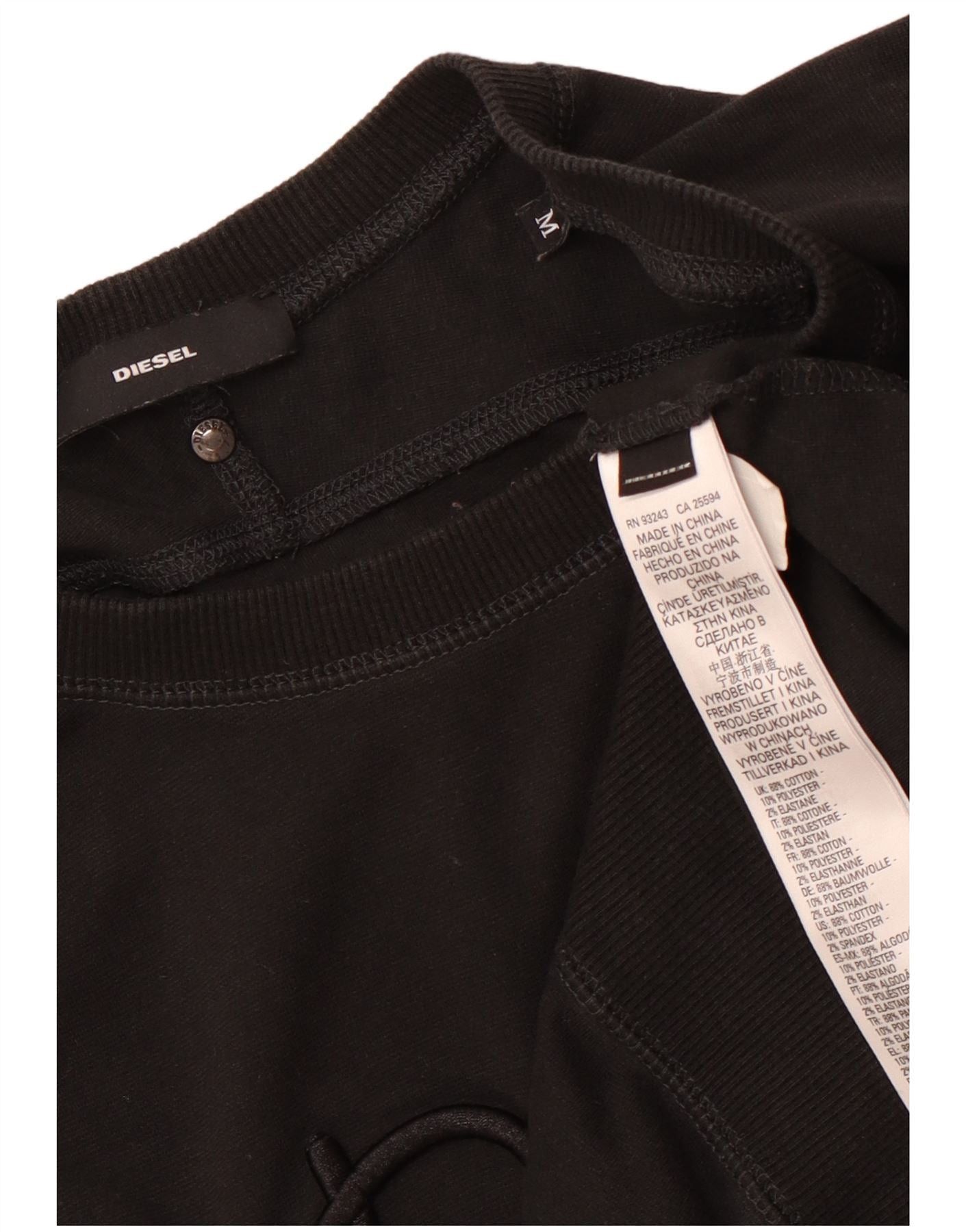 Diesel Womens Graphic Loose Fit Sweatshirt Jumper UK 14 Medium Blac Size L / US 10 / IT 46 - 3 Thumbnail