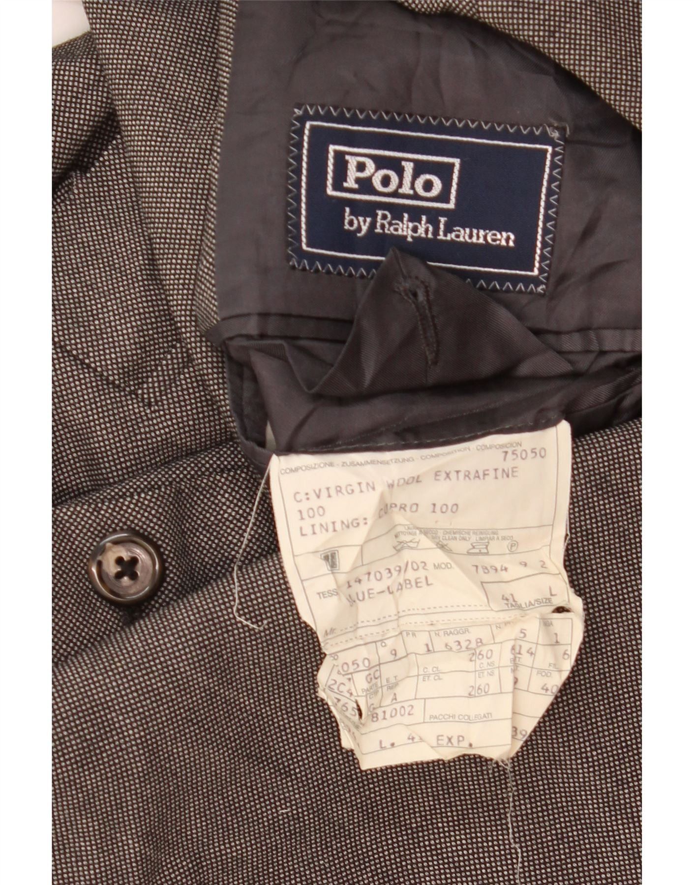 Polo Ralph Lauren Mens Long 3 Button Blazer Jacket UK 41 Large Grey Size US M / EU 48-50 / 2 - 3 Thumbnail