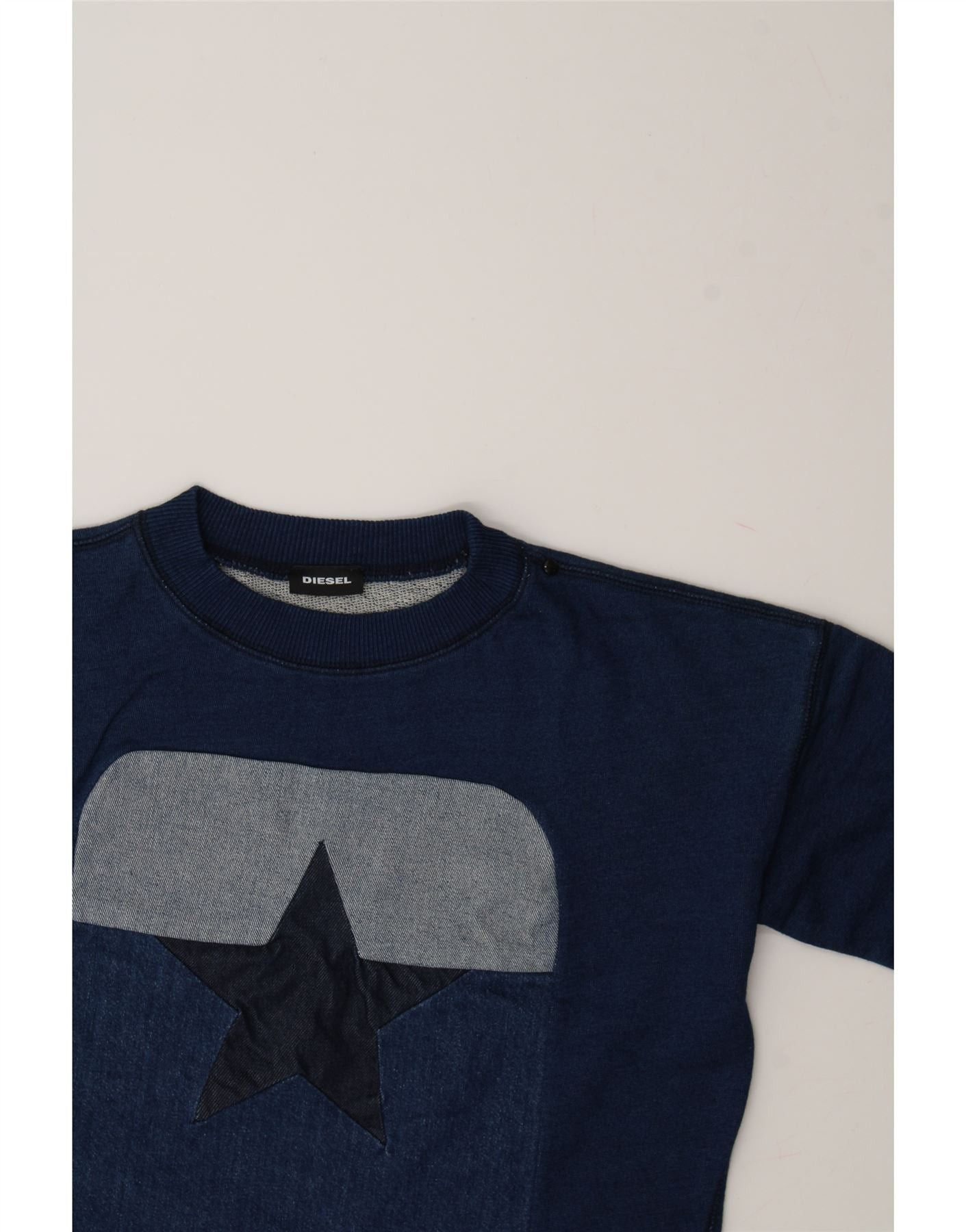 Diesel Womens Crop Sweatshirt Jumper UK 14 Medium Navy Blue Colourb Size M / US 6-8 / IT 42-44 - 3 Thumbnail