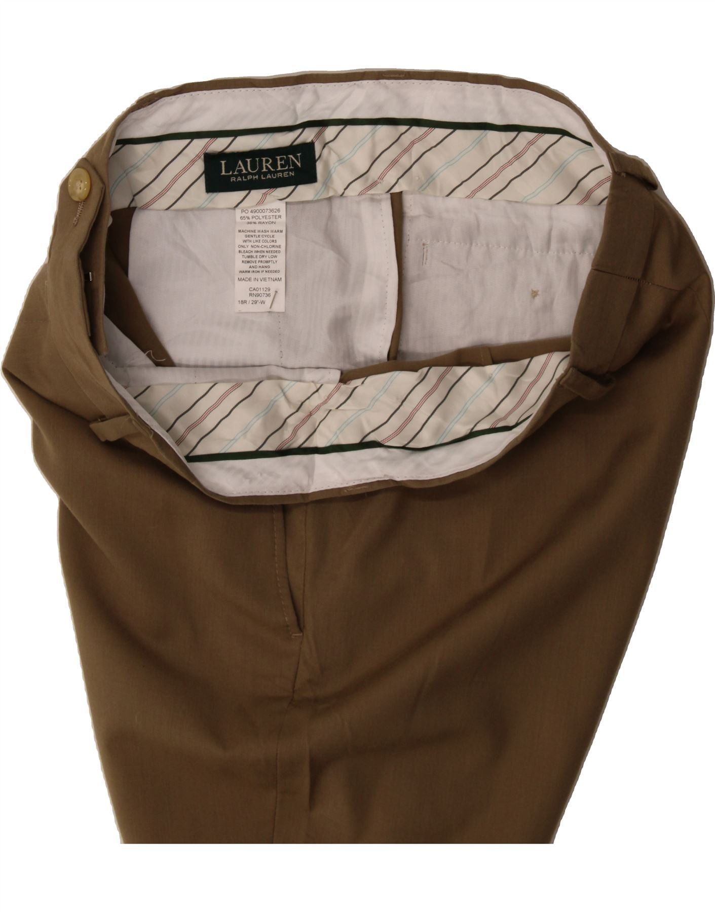 Ralph Lauren Girls Slim Suit Trousers 15-16 Years W29 L29 Beige Polyester Size 36" / US 14 / IT 50 - 3 Thumbnail