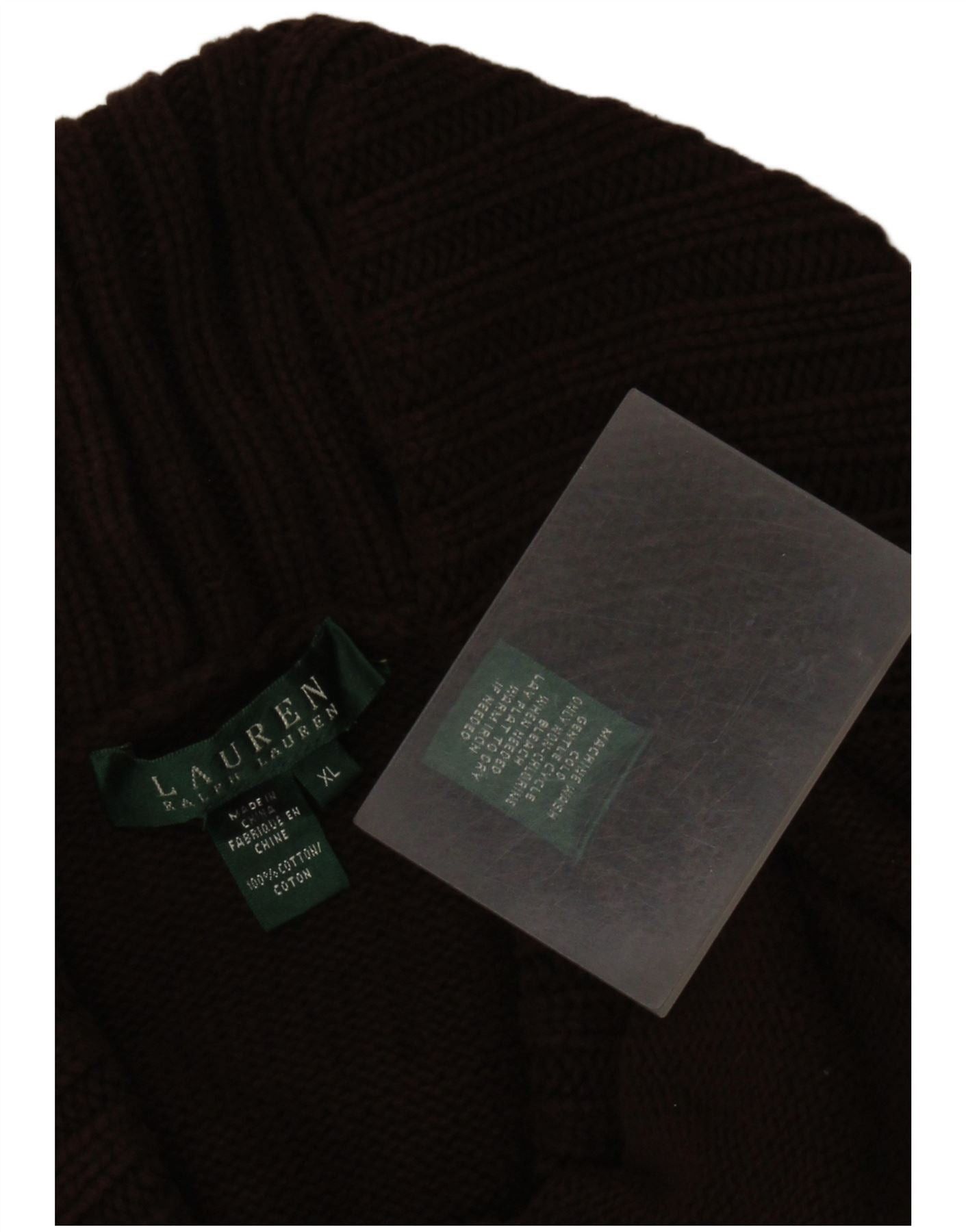 Ralph Lauren Womens Shawl Neck Jumper Sweater UK 18 XL Brown Cotton Size M / US 6-8 / IT 42-44 - 3 Thumbnail