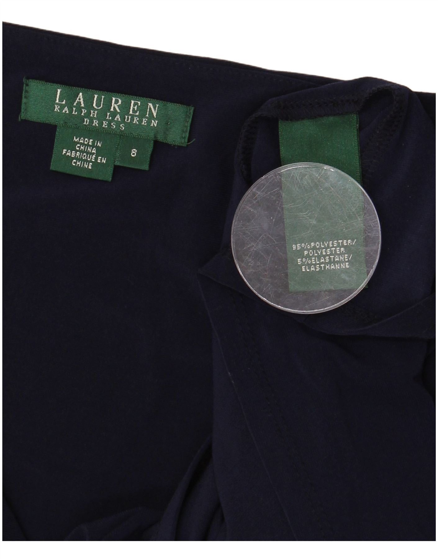 Ralph Lauren Womens Bodycon Dress US 8 Medium Navy Blue Polyester Size XS / US 0-2 / IT 36-38 - 3 Thumbnail
