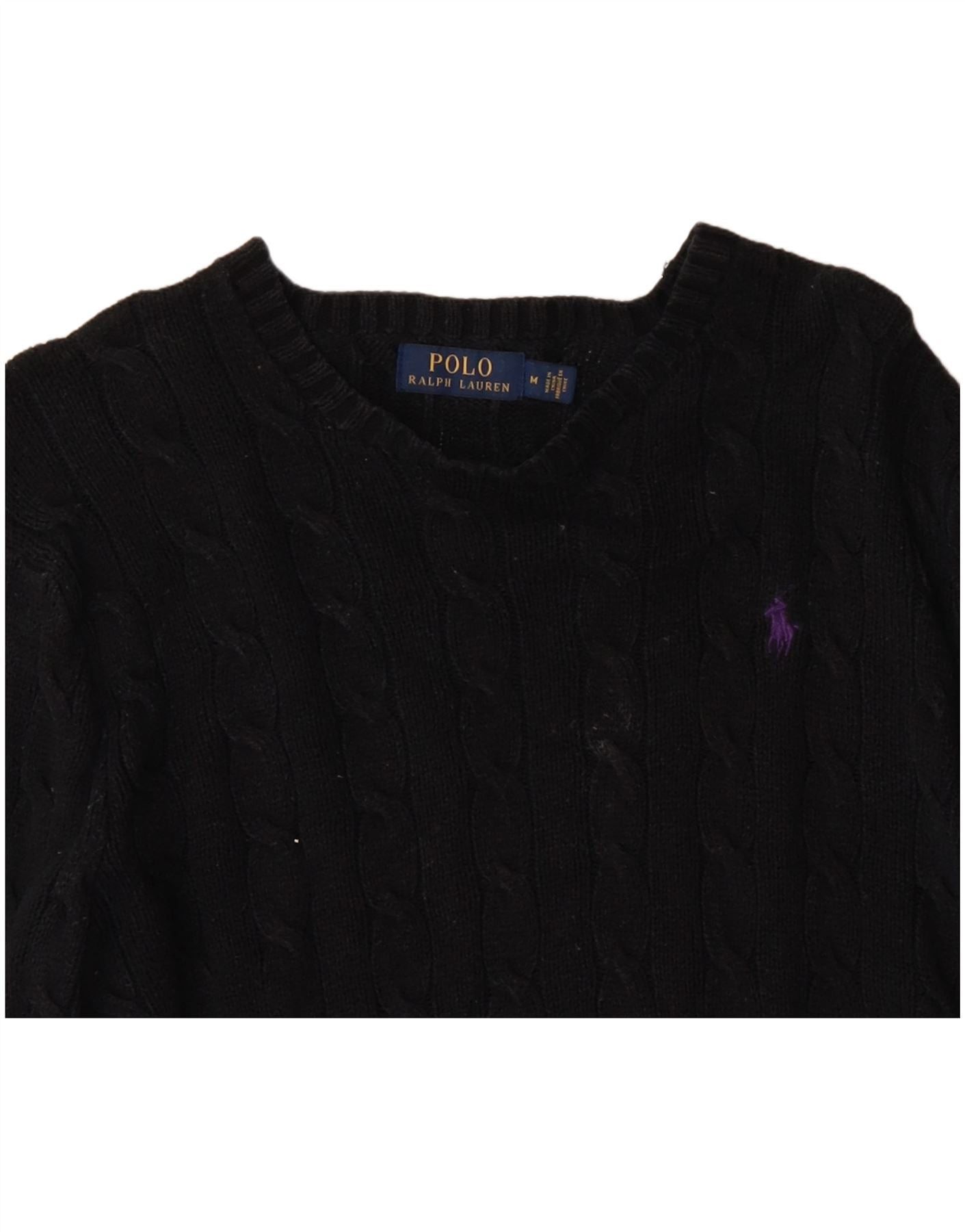 Polo Ralph Lauren Womens Boat Neck Jumper Sweater UK 14 Medium Black Size M / US 6-8 / IT 42-44 - 3 Thumbnail
