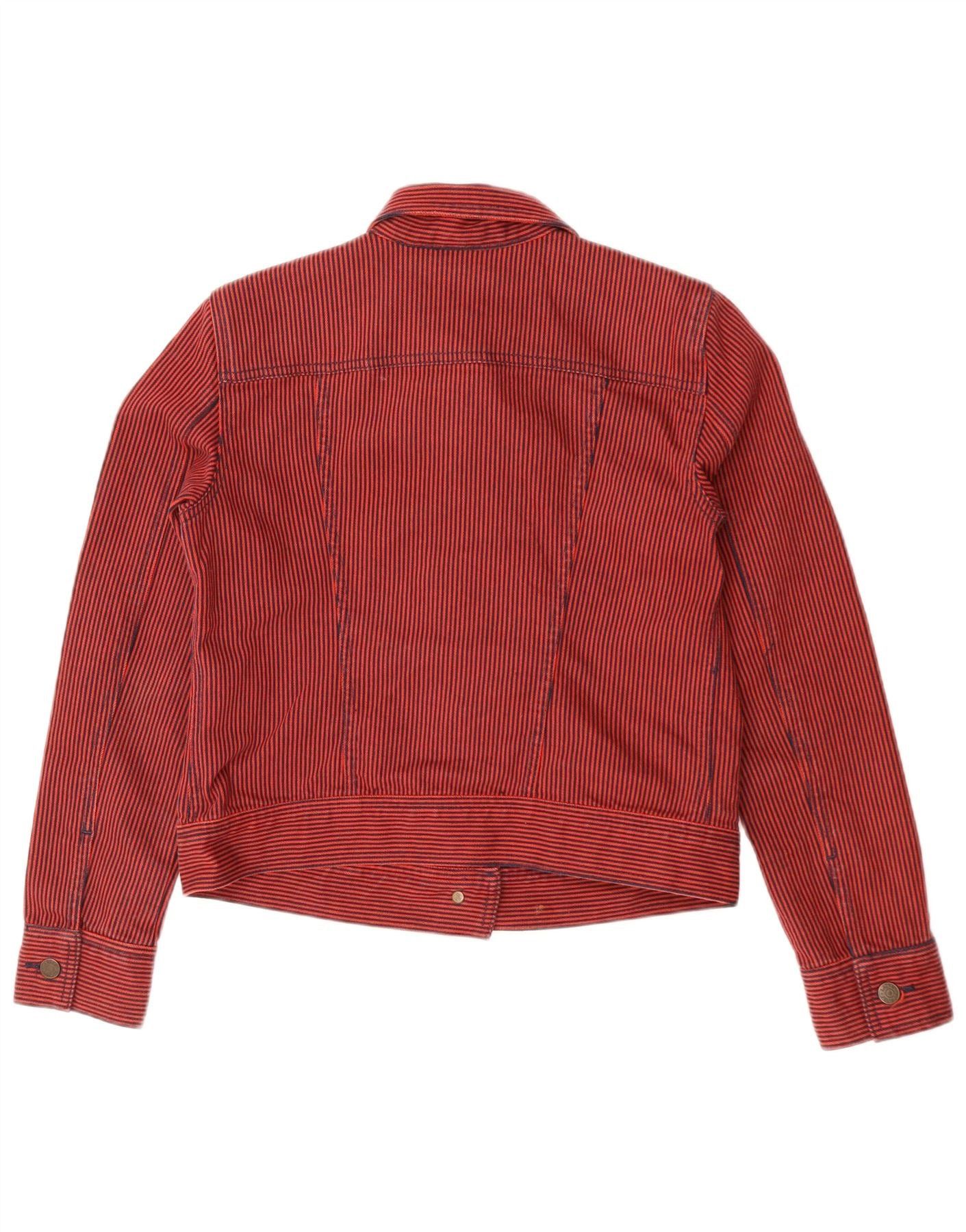 Ralph Lauren Womens Crop Denim Jacket UK 14 Medium Red Pinstripe Cotton Size S / US 4 / IT 40 - 2 Thumbnail