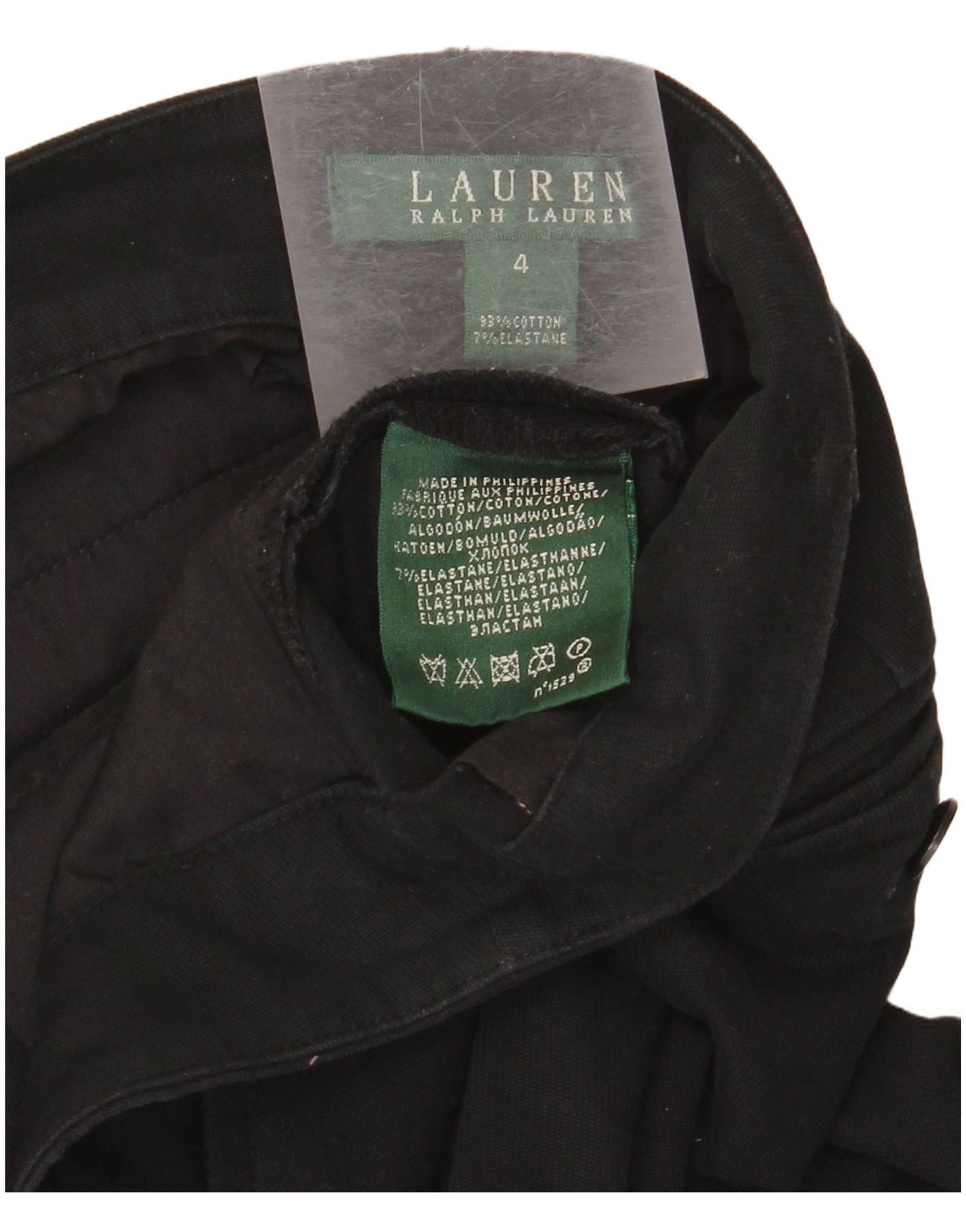 Ralph Lauren Womens Slim Casual Trousers US 4 Small W30 L29 Black Cotton Size 25" / US 0 / IT 36 - 4 Thumbnail
