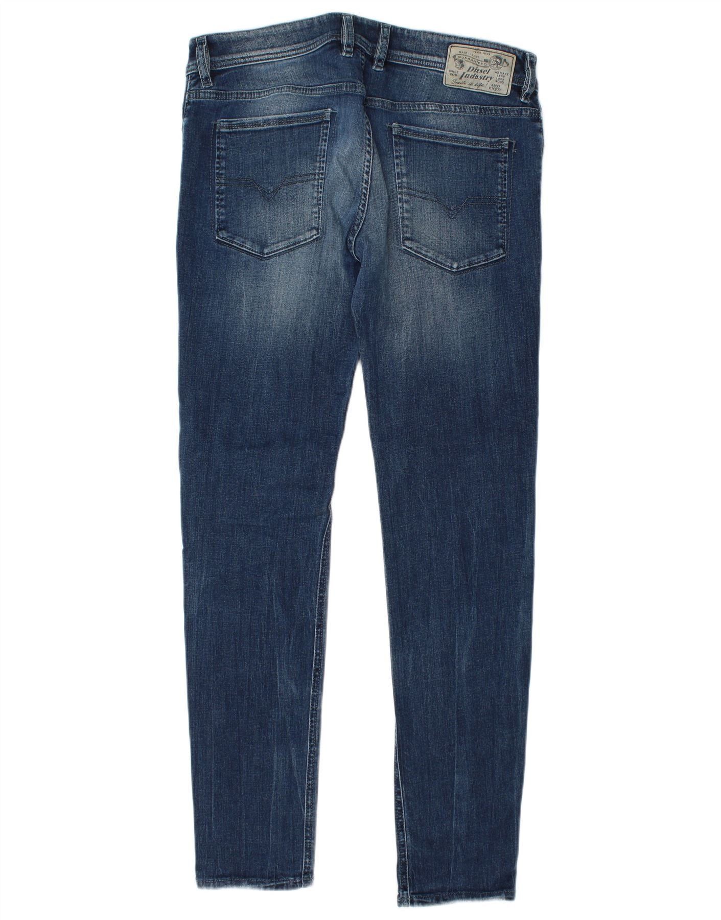 Diesel Womens Sleenker Distressed Skinny Jeans W31 L32 Blue Cotton Size 42" / US 20 - 2 Thumbnail