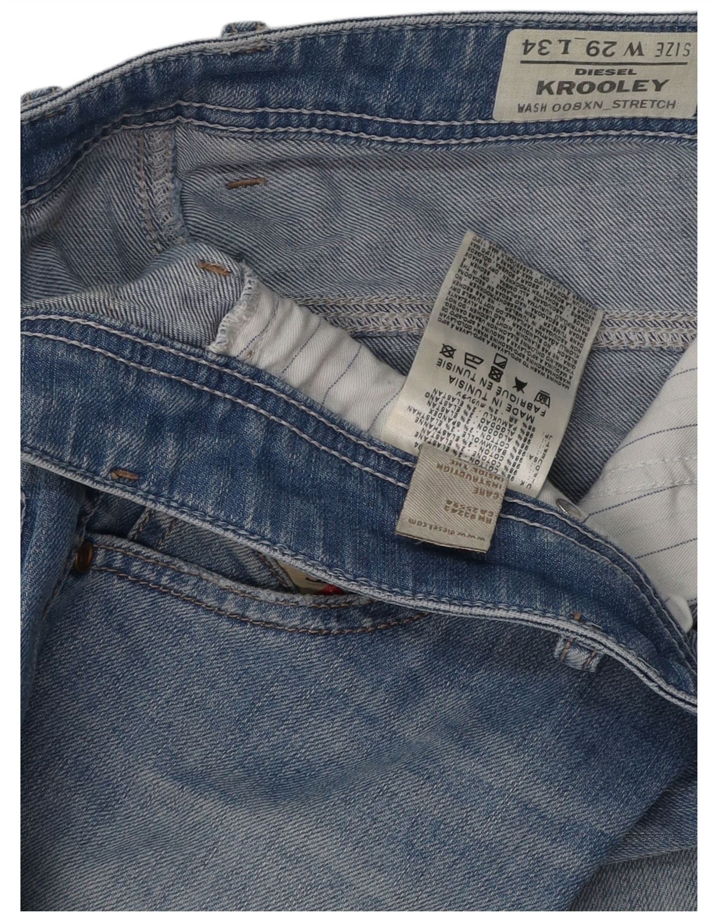 Diesel Mens Krooley Straight Jeans W29 L34 Blue Cotton Size US 29 - 3 Thumbnail