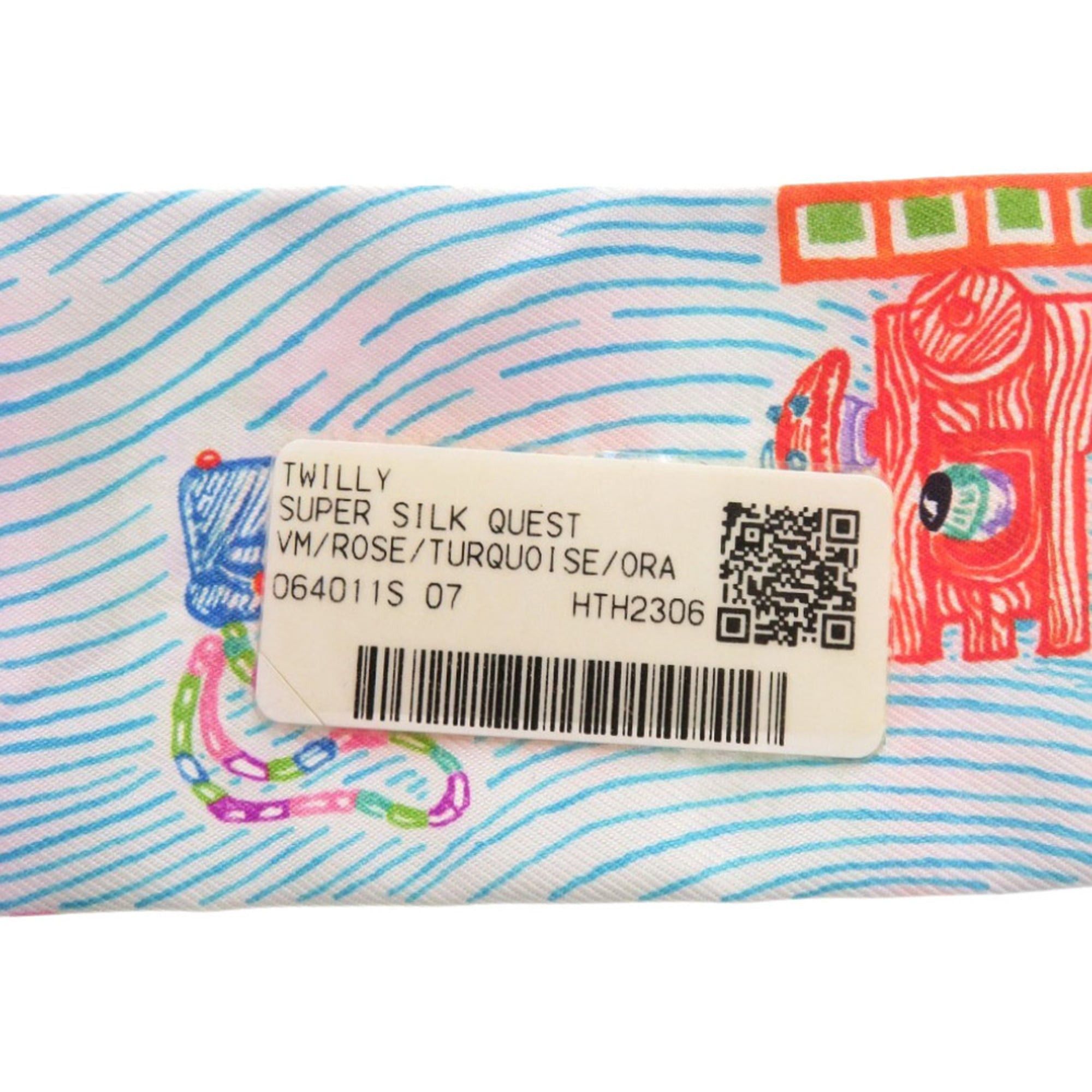 Hermes Like New Hermes Twilly Super Silk Quest Scarf/Muffler in Rose Turquoise Orange 0394HERMES Size ONE SIZE - 4 Thumbnail
