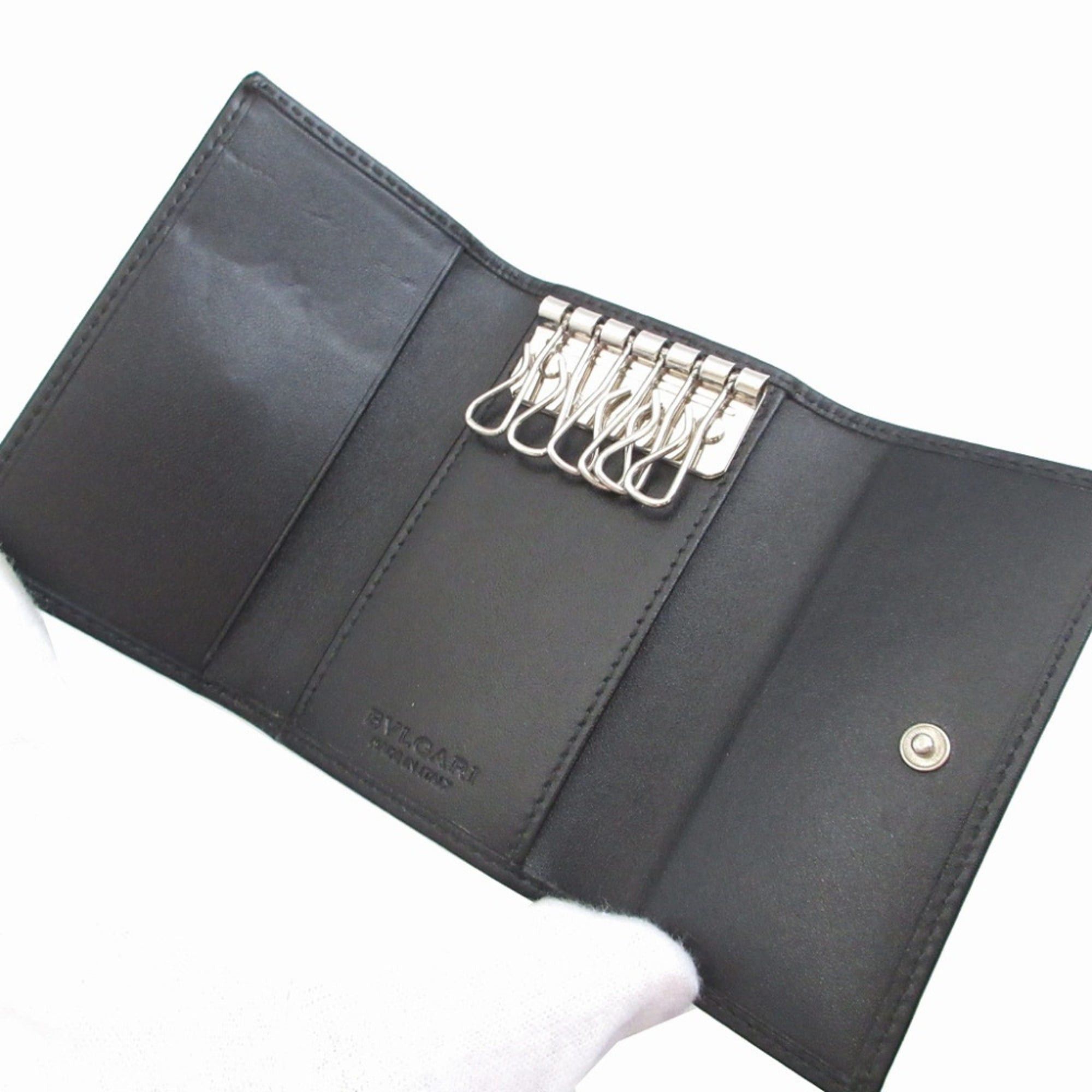 Bvlgari Excellent condition Bulgari Weekend coated canvas key case in gray and black, 6-ring accessory 0078BVLGARI Size ONE SIZE - 4 Thumbnail