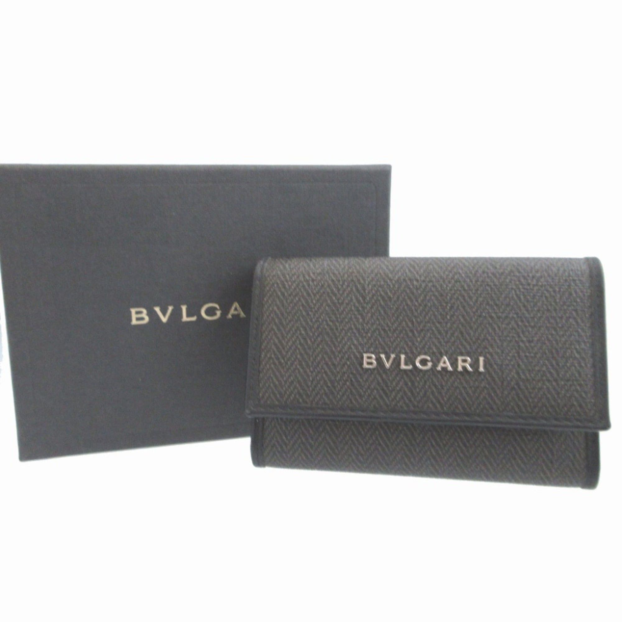 Bvlgari Excellent condition Bulgari Weekend coated canvas key case in gray and black, 6-ring accessory 0078BVLGARI Size ONE SIZE - 2 Thumbnail