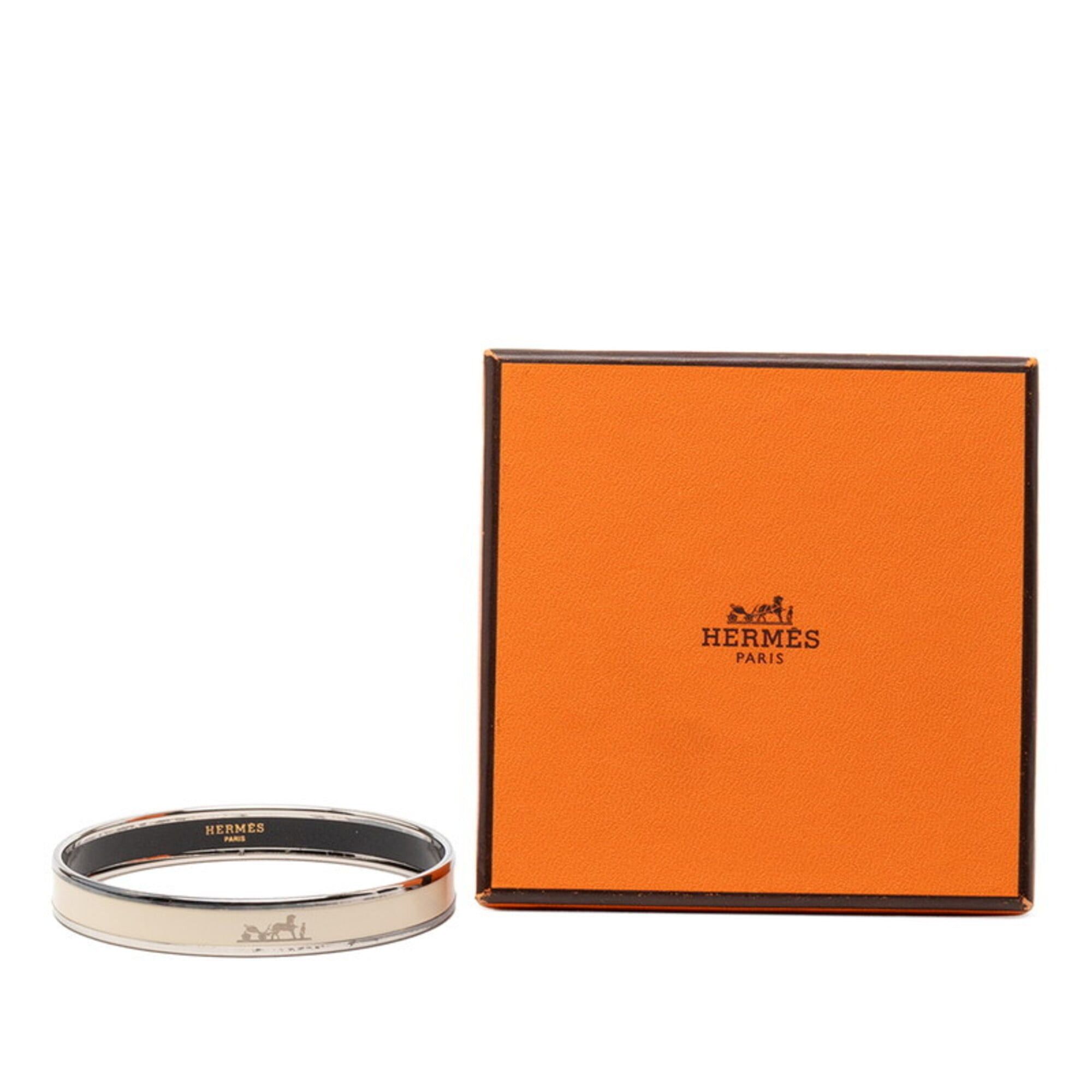 Hermes Hermes Email PM Bangle, Silver, Ivory Metal Enamel, Women's Size ONE SIZE - 6 Thumbnail