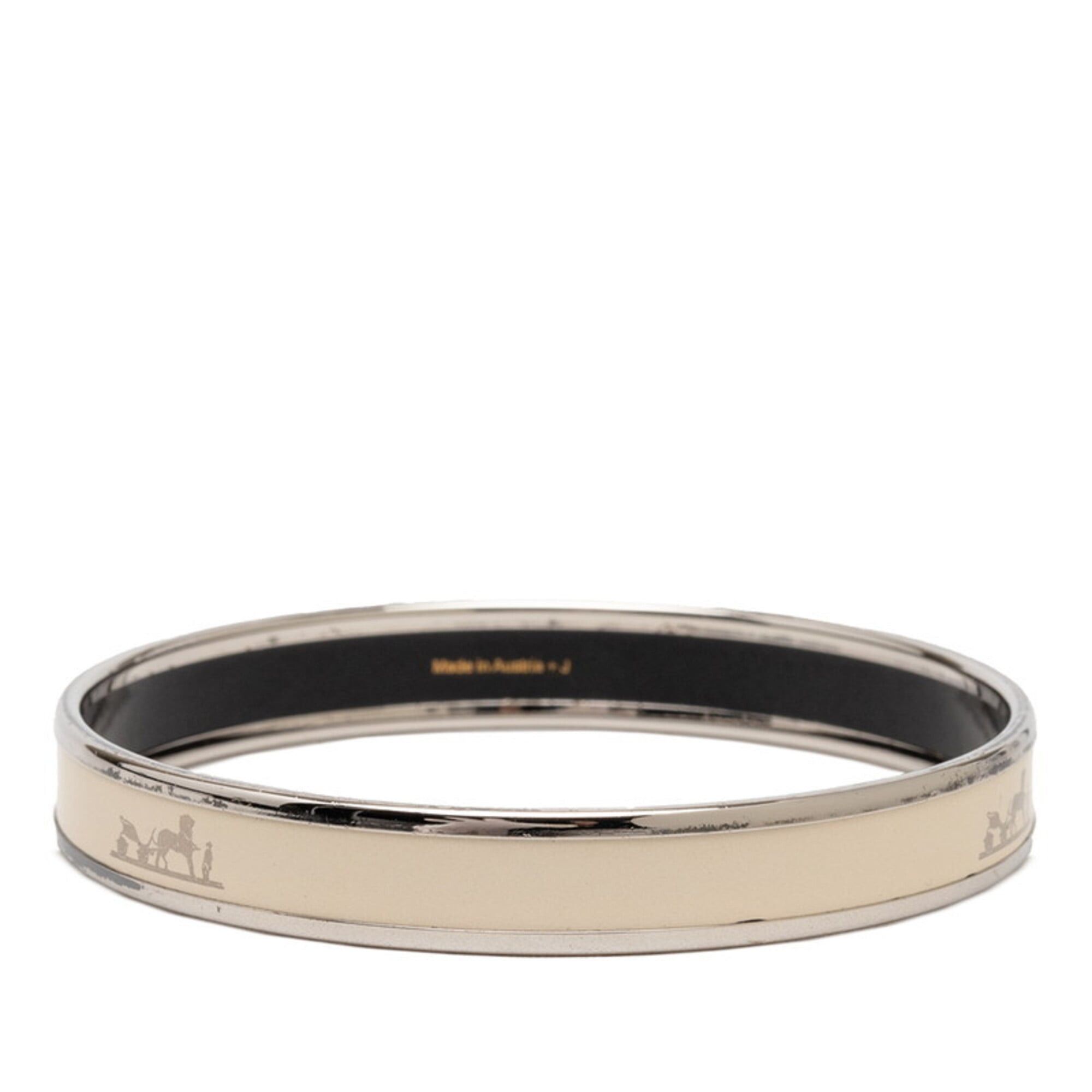 Hermes Hermes Email PM Bangle, Silver, Ivory Metal Enamel, Women's Size ONE SIZE - 3 Thumbnail