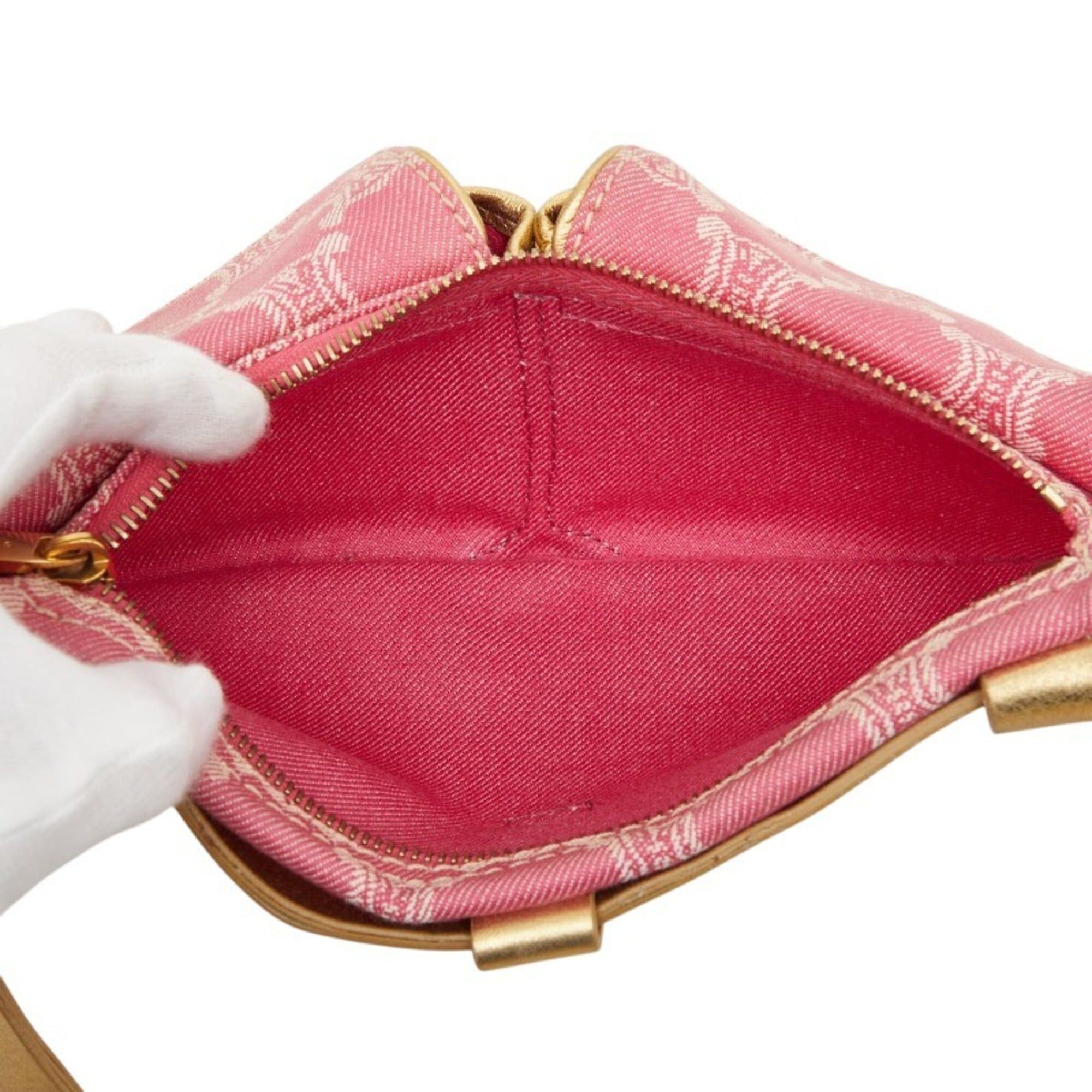 Celine Celine Triomphe Body Bag Waist Pouch CE00 34 Pink Gold Denim Leather Women's CELINE Size ONE SIZE - 8 Thumbnail