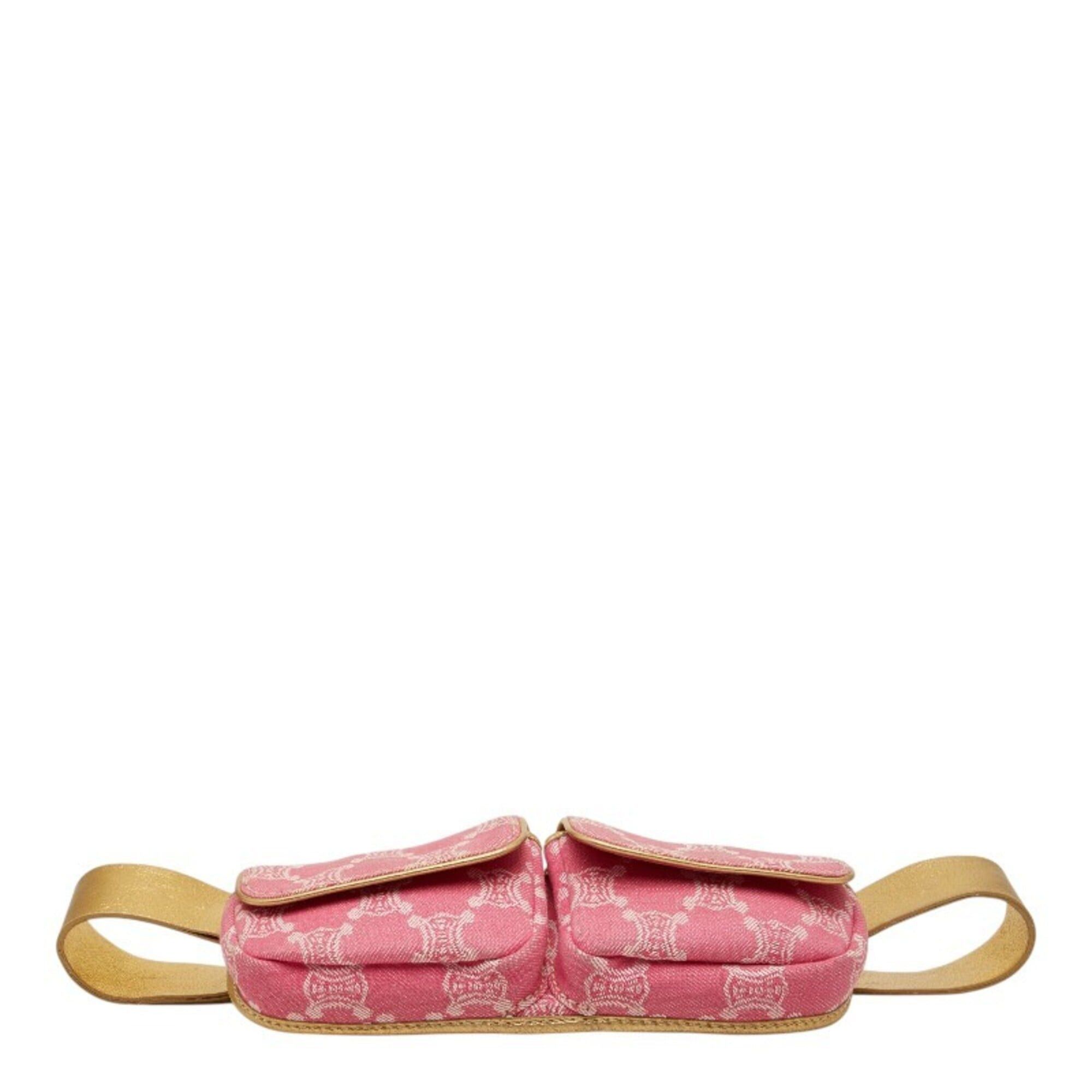 Celine Celine Triomphe Body Bag Waist Pouch CE00 34 Pink Gold Denim Leather Women's CELINE Size ONE SIZE - 4 Thumbnail