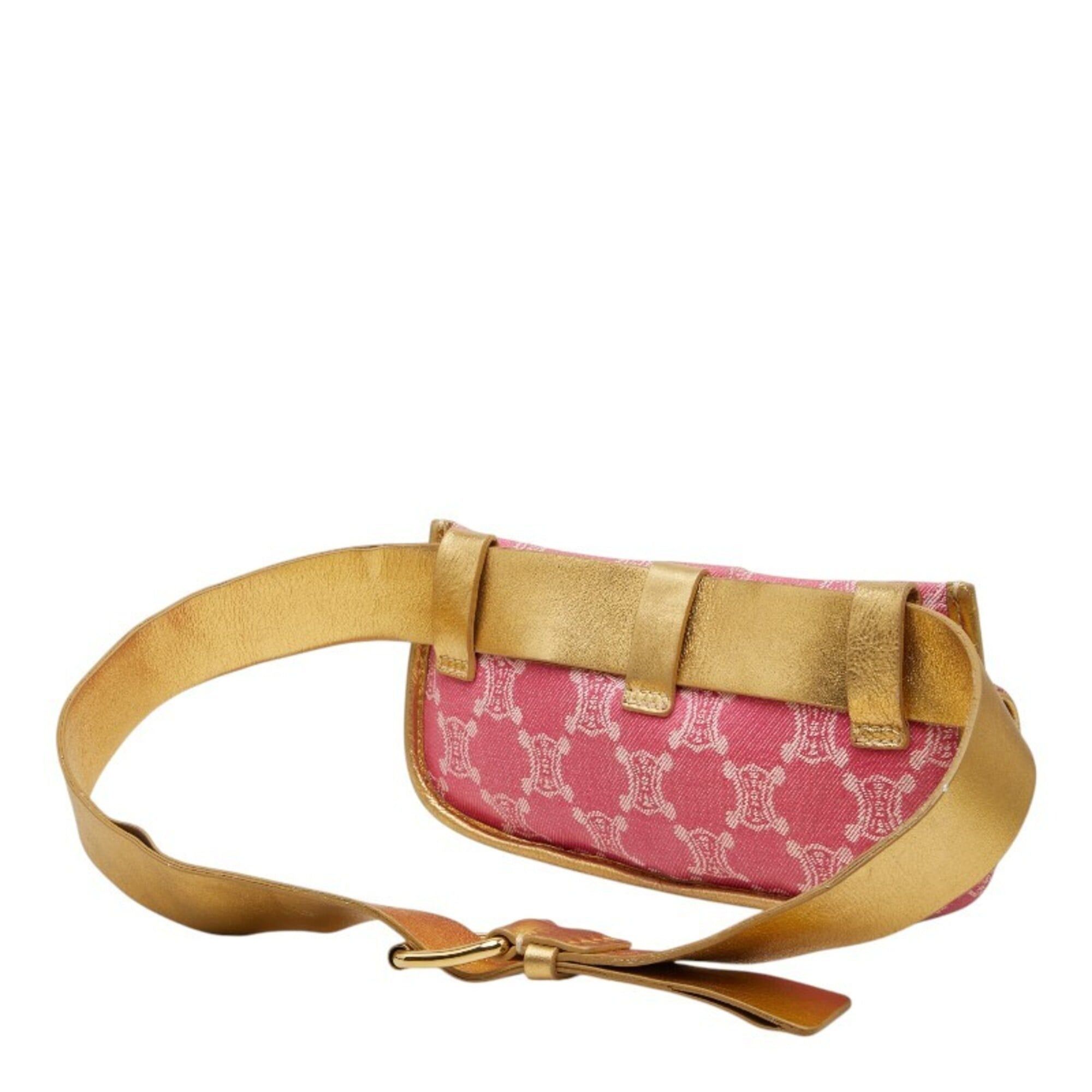 Celine Celine Triomphe Body Bag Waist Pouch CE00 34 Pink Gold Denim Leather Women's CELINE Size ONE SIZE - 2 Thumbnail