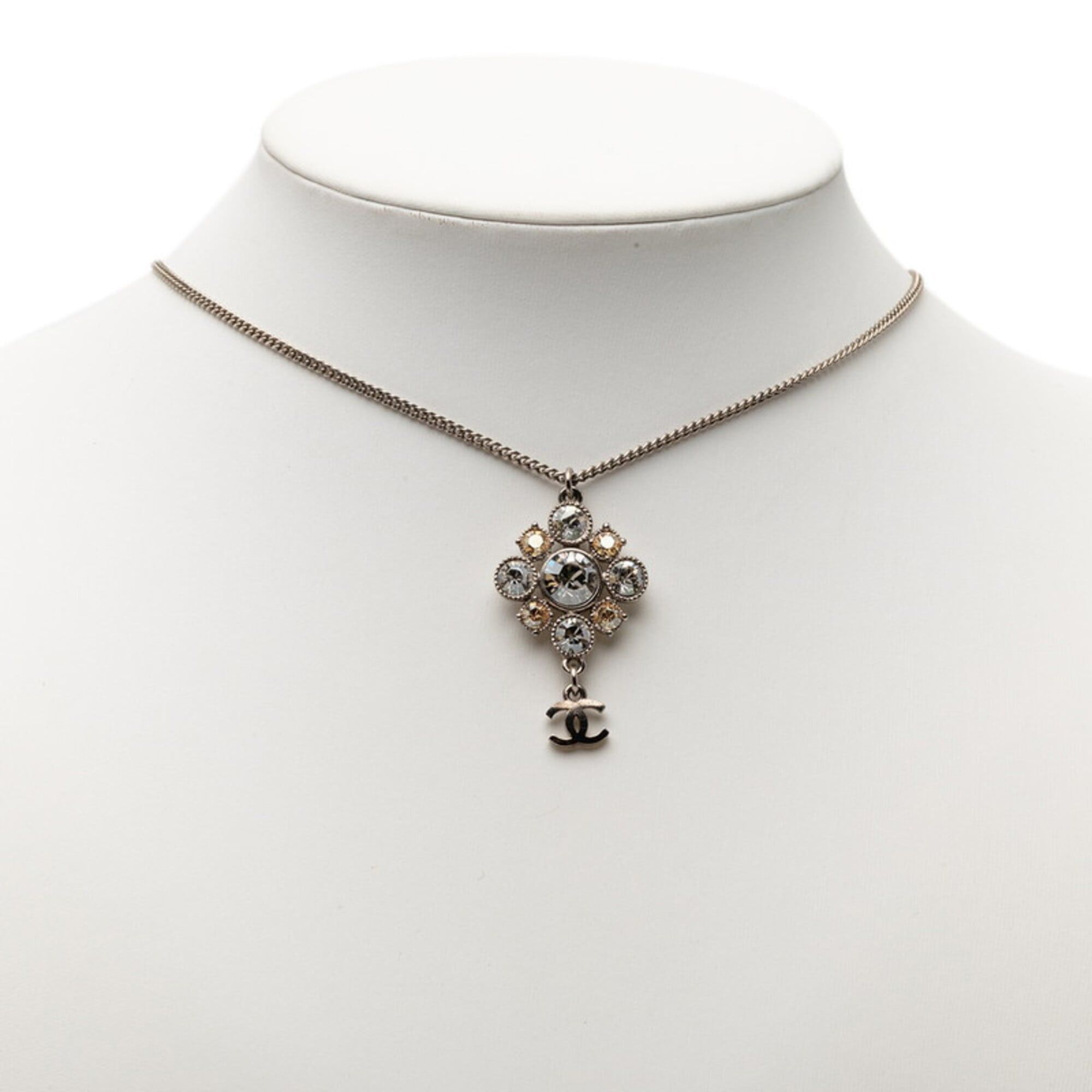 Chanel Chanel Coco Mark Chain Pendant Necklace C11V Silver Metal Rhinestone Women's CHANEL Size ONE SIZE - 5 Thumbnail