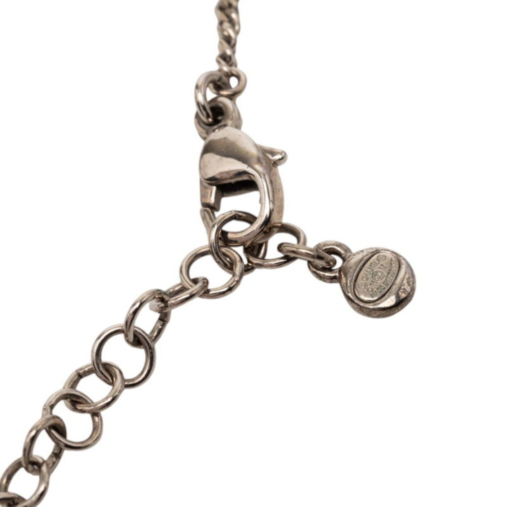 Chanel Chanel Coco Mark Chain Pendant Necklace C11V Silver Metal Rhinestone Women's CHANEL Size ONE SIZE - 4 Thumbnail