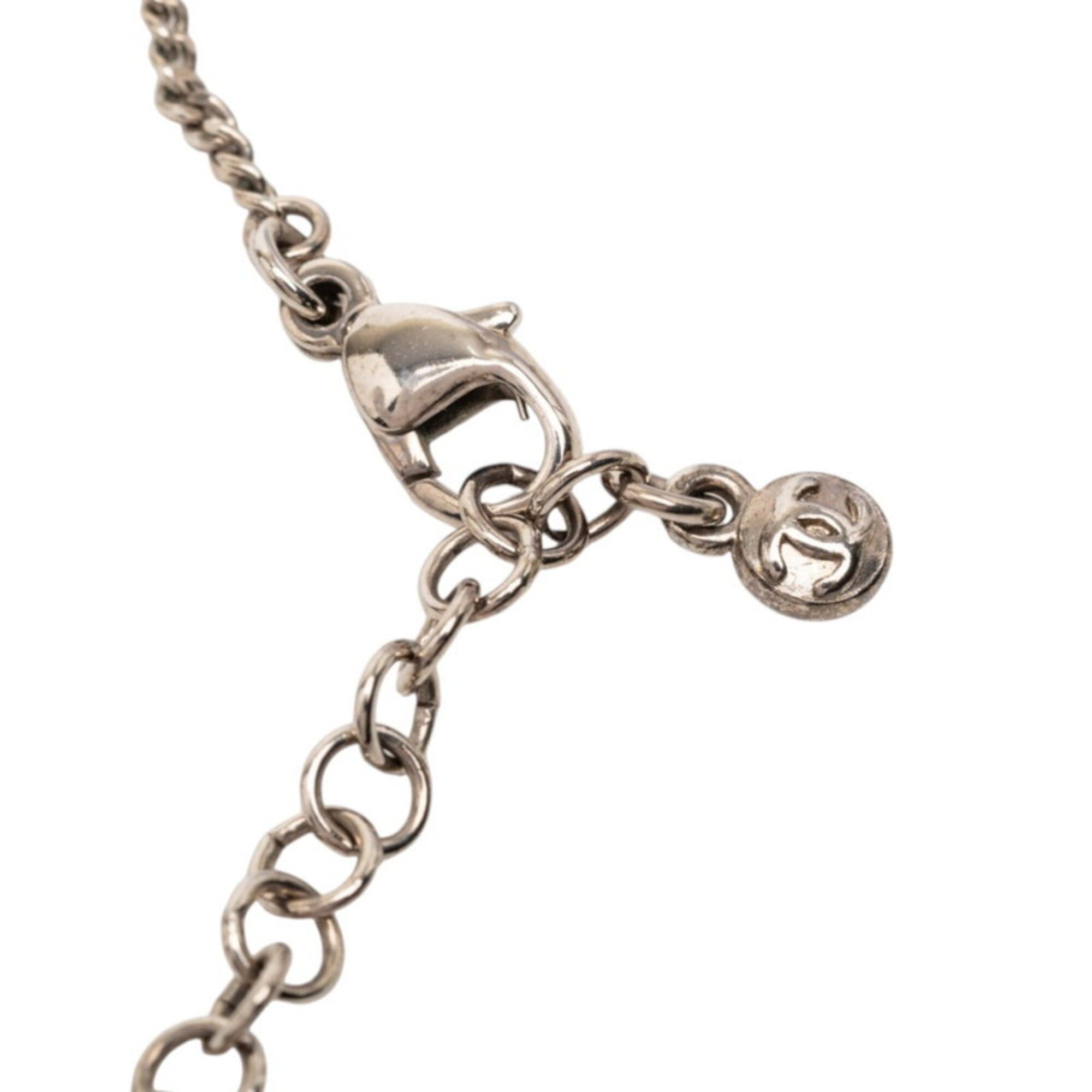 Chanel Chanel Coco Mark Chain Pendant Necklace C11V Silver Metal Rhinestone Women's CHANEL Size ONE SIZE - 3 Thumbnail