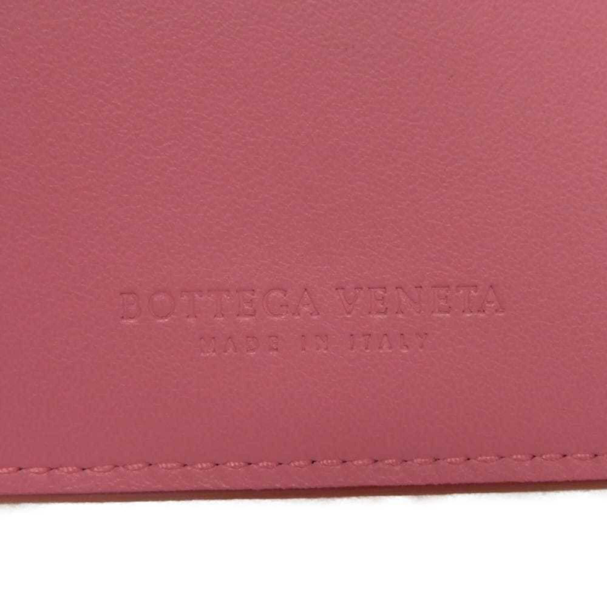 Bottega Veneta Bottega Veneta Bi-fold Wallet, Compact Pink, Bi-color, RFID, IC, Intrecciato, Red, 574055 VO0BH 8929, Women's Size ONE SIZE - 6 Thumbnail